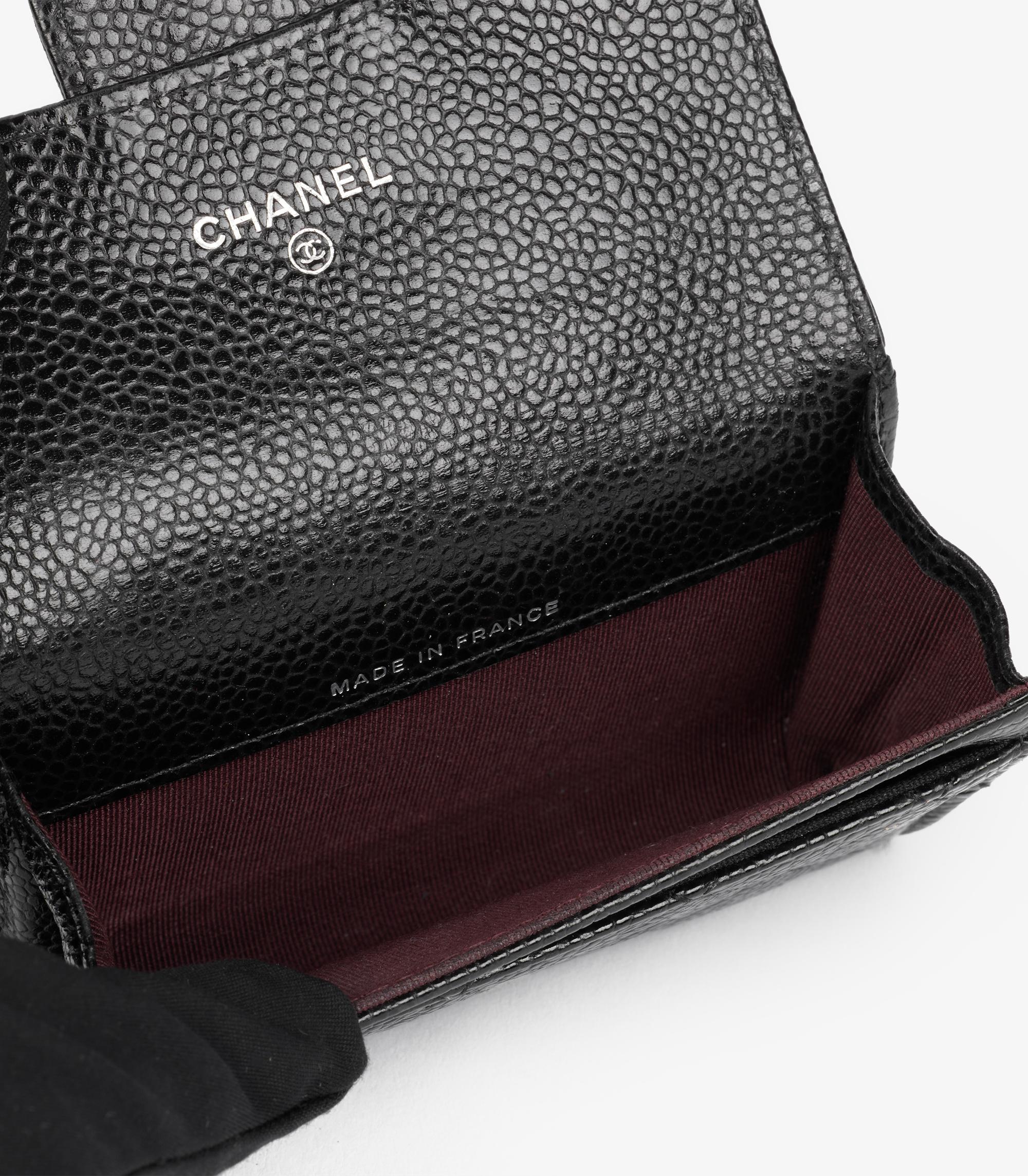 Women's or Men's Chanel  Black Quilted Caviar Leather Classic Flap Card Holder