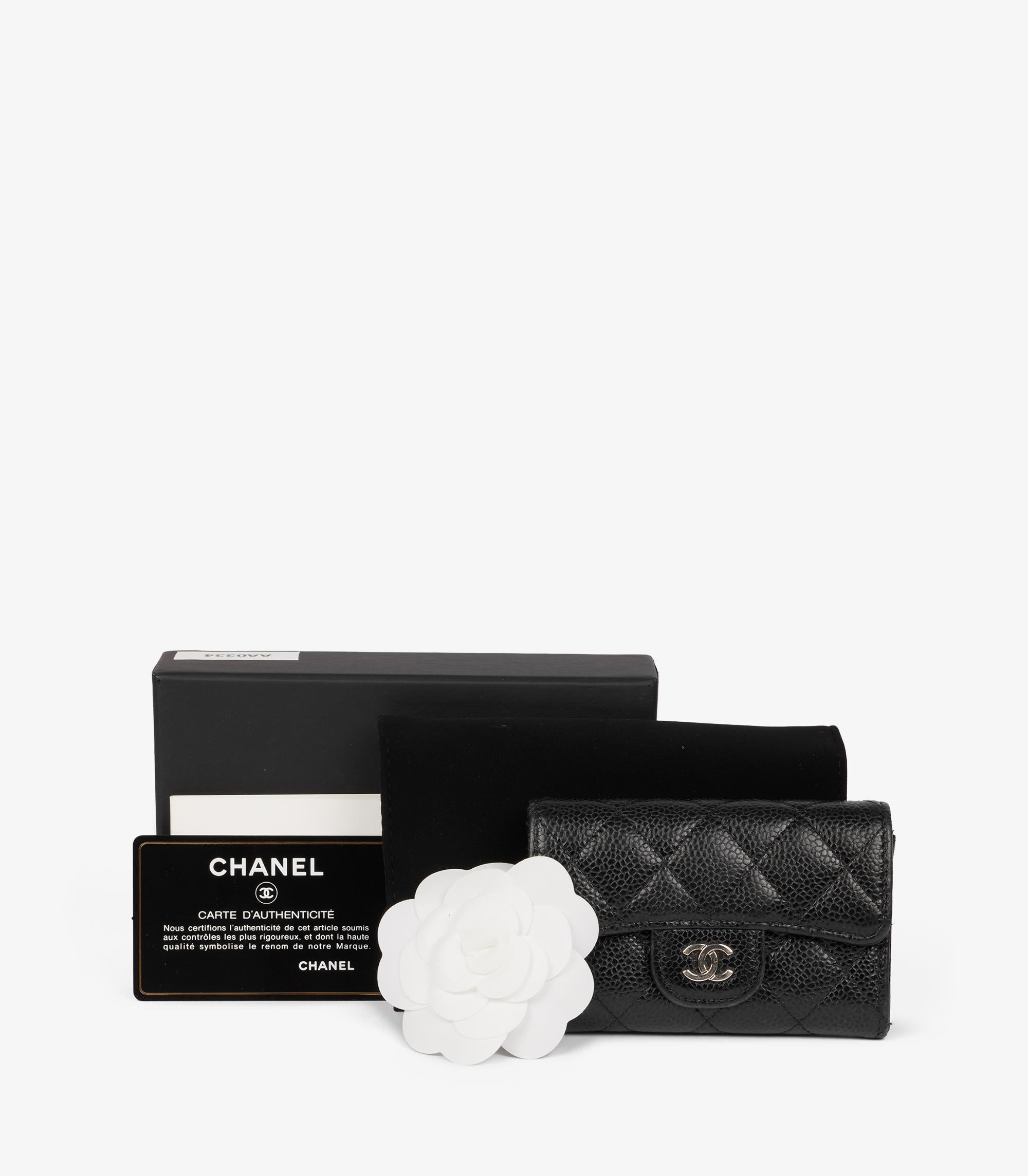 Chanel  Black Quilted Caviar Leather Classic Flap Card Holder 3