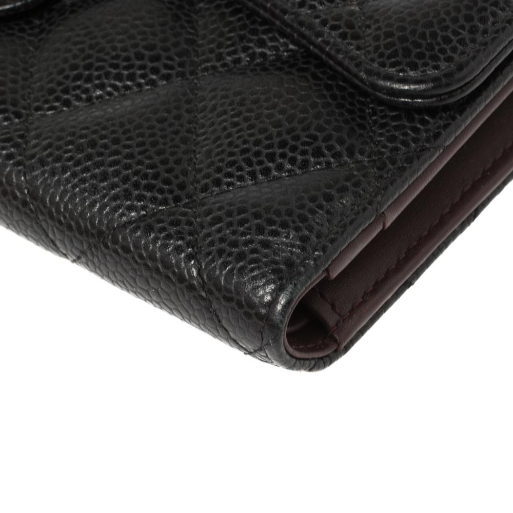 Chanel Black Quilted Caviar Leather Classic Flap Wallet 1
