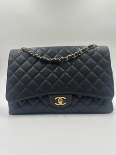 Chanel Black Quilted Caviar Leather Classic Jumbo Bag 2010