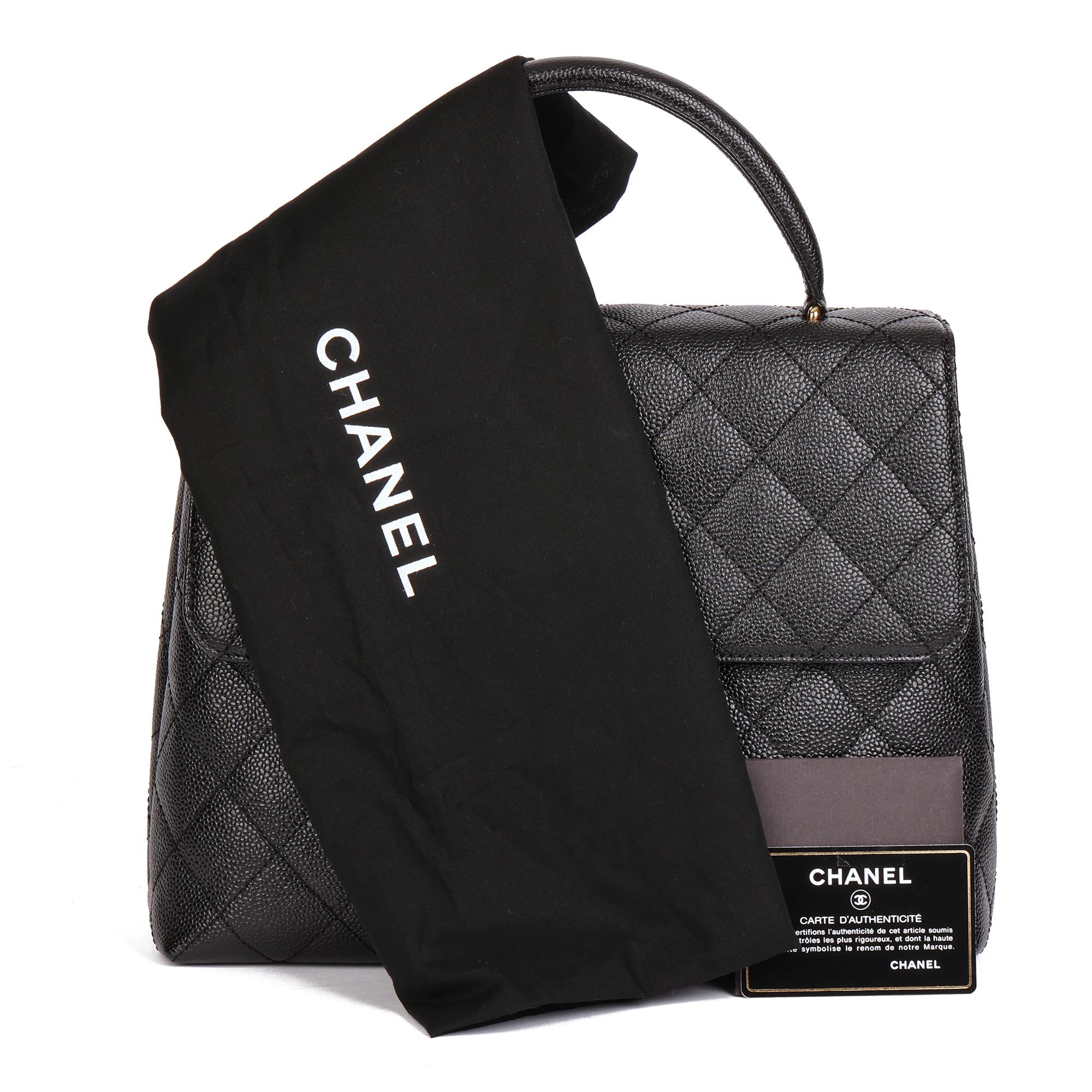 CHANEL Black Quilted Caviar Leather Classic Kelly 8