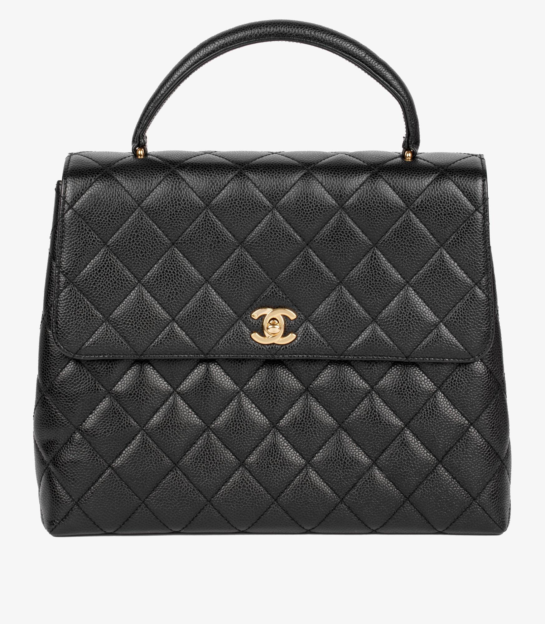 Chanel Black Quilted Caviar Leather Classic Kelly For Sale at 1stDibs