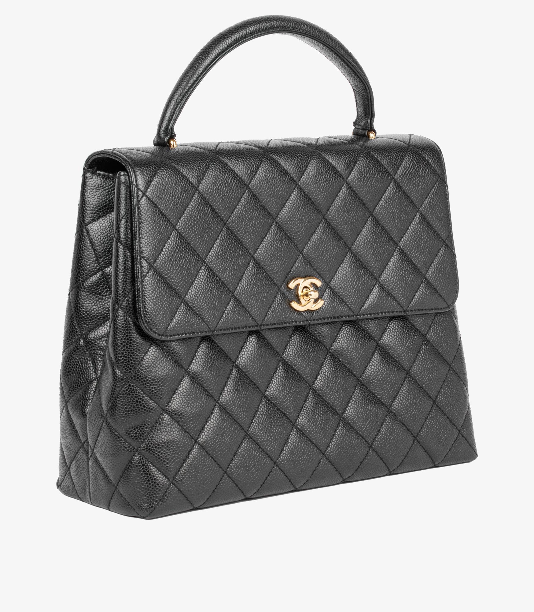 Chanel Black Quilted Caviar Leather Classic Kelly For Sale at 1stDibs