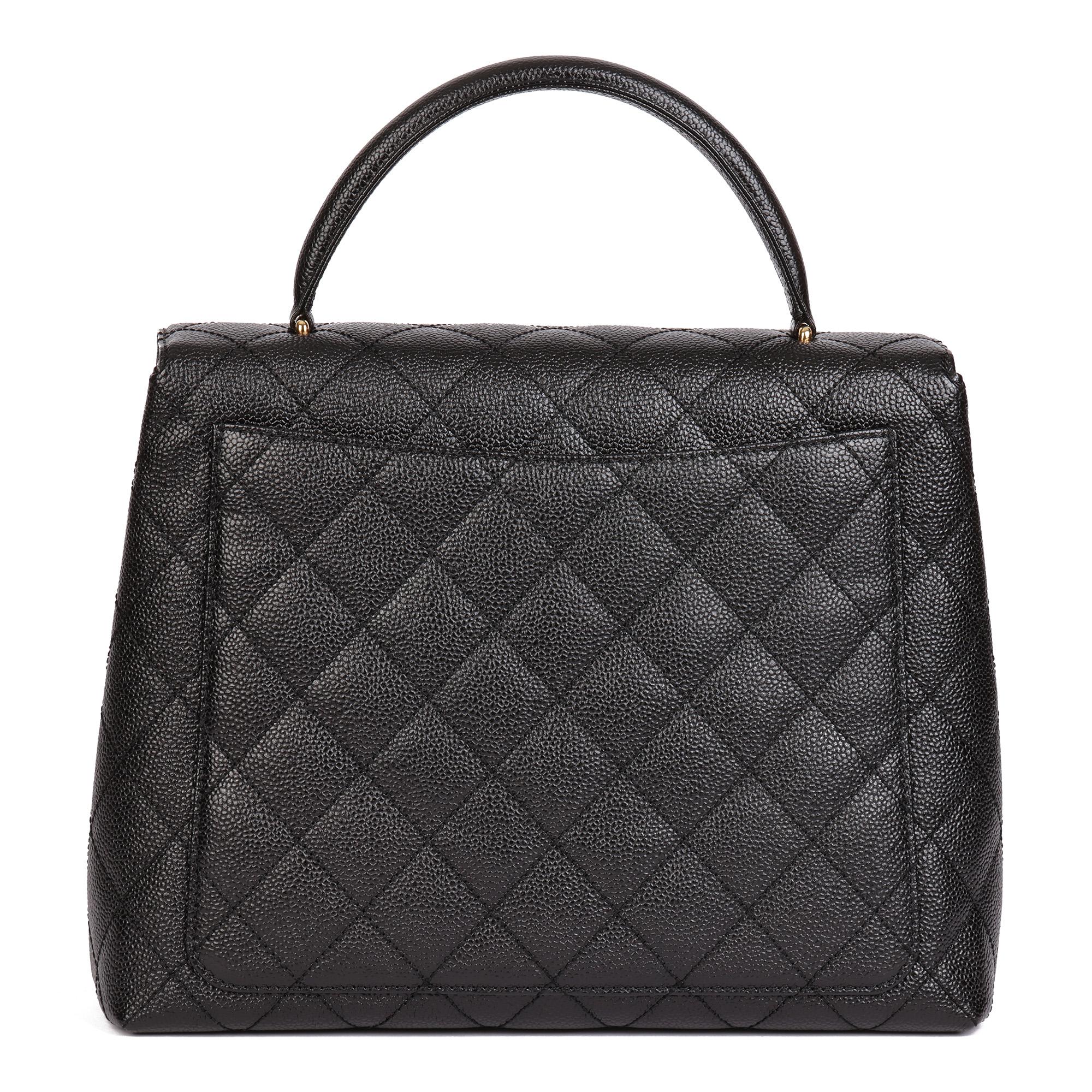 CHANEL Black Quilted Caviar Leather Classic Kelly 1