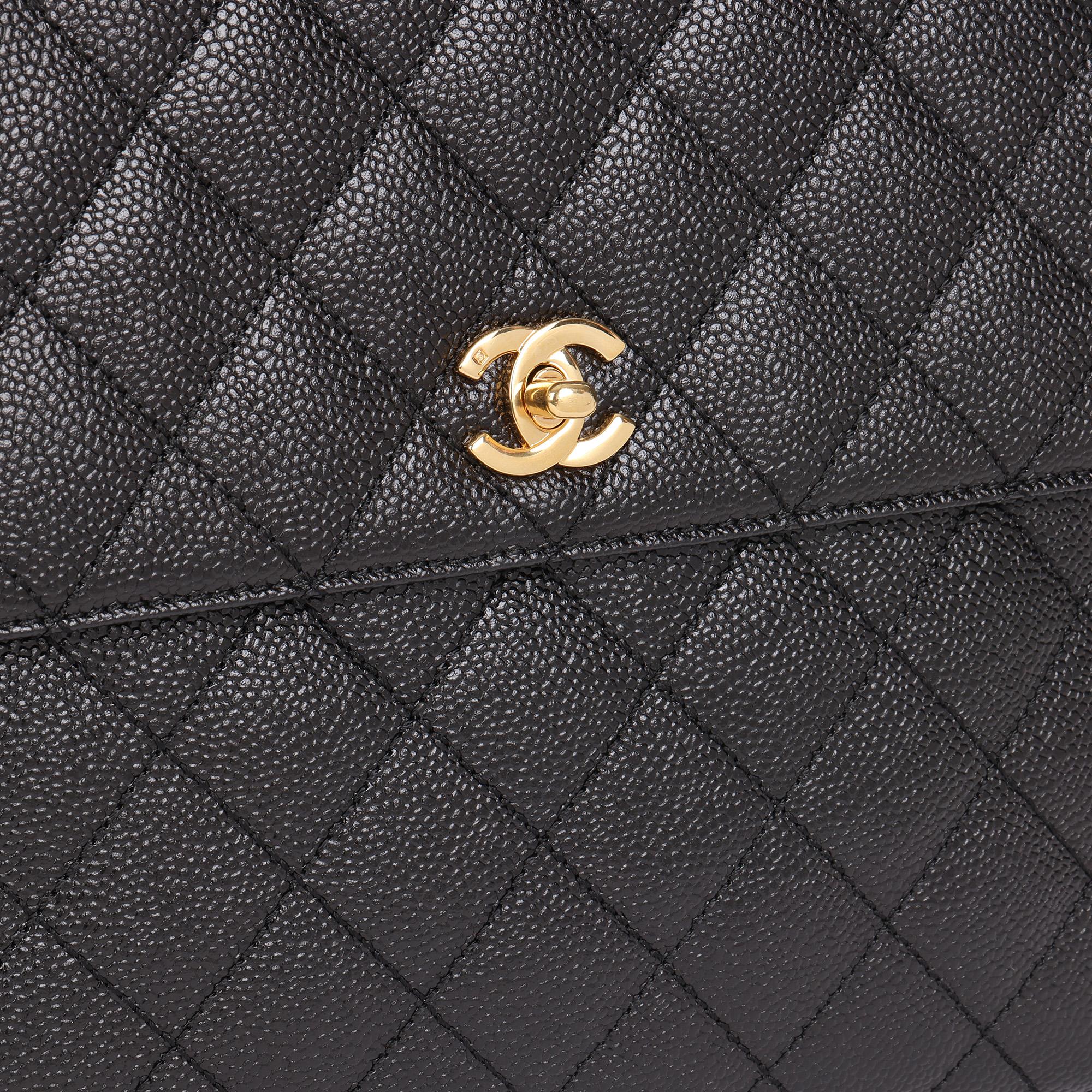 CHANEL Black Quilted Caviar Leather Classic Kelly 3