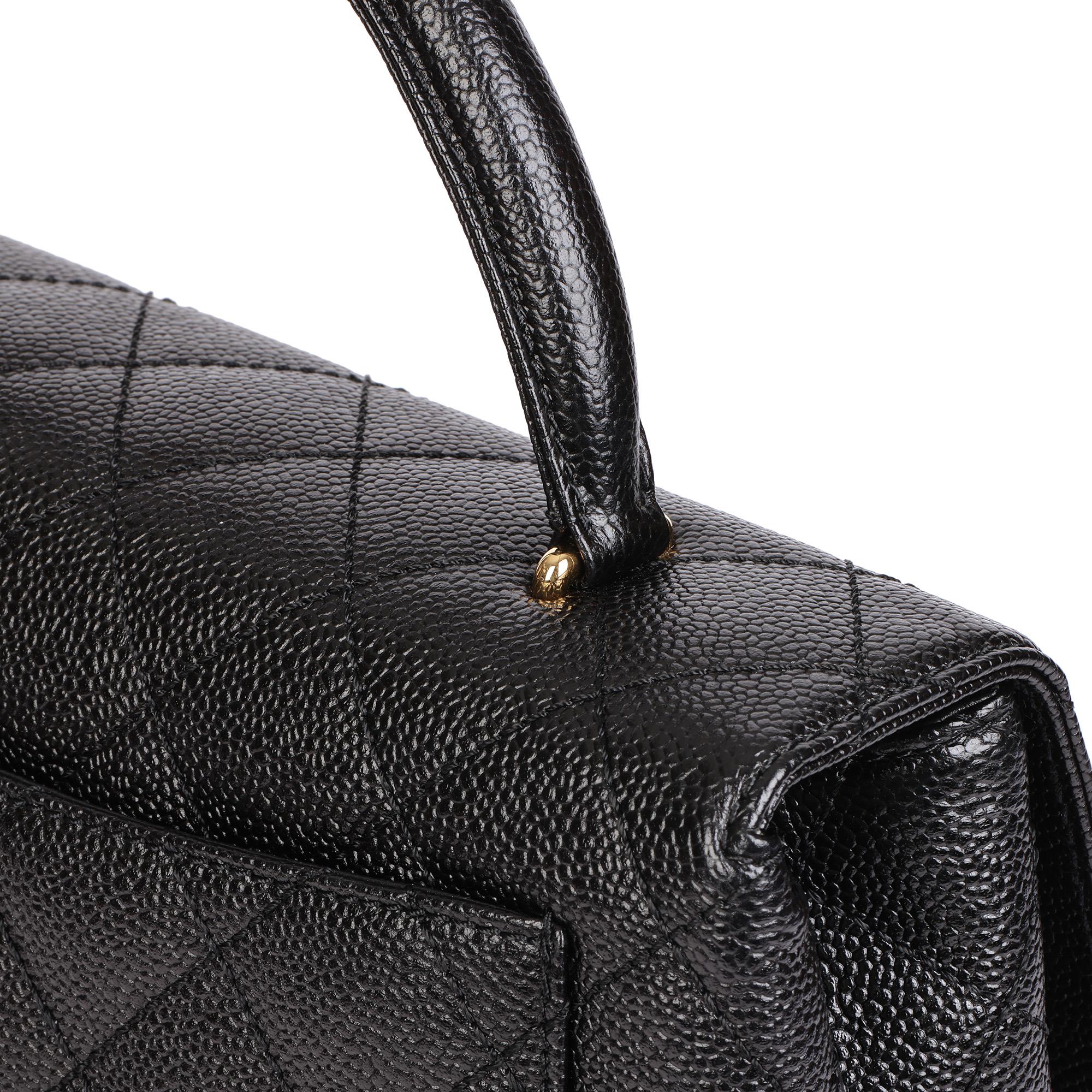 CHANEL Black Quilted Caviar Leather Classic Kelly 4