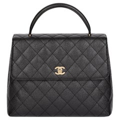 CHANEL Black Quilted Caviar Leather Classic Kelly