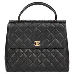 Chanel Black Quilted Caviar Leather Classic Kelly