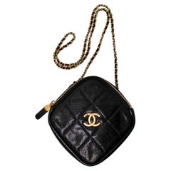 Chanel Black Quilted Caviar Leather Diamond Crossbody Handbag circa 2020