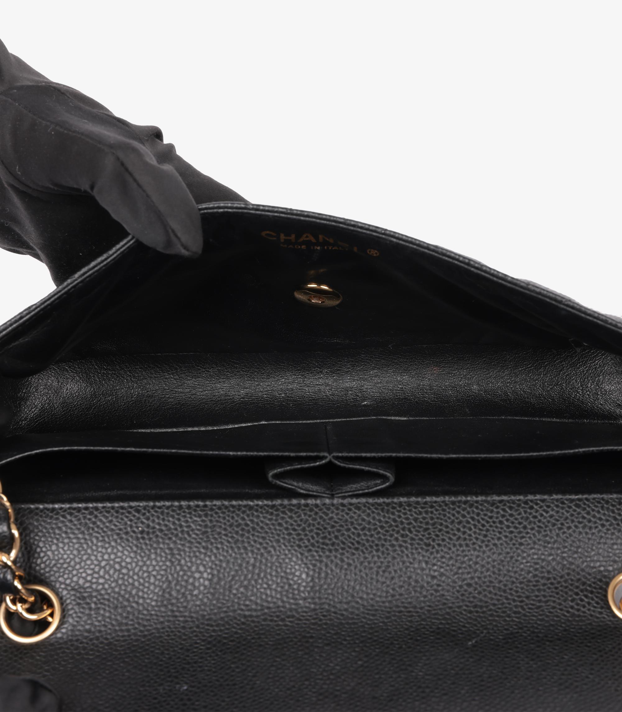 Chanel Black Quilted Caviar Leather East-West Classic Single Flap Bag 3