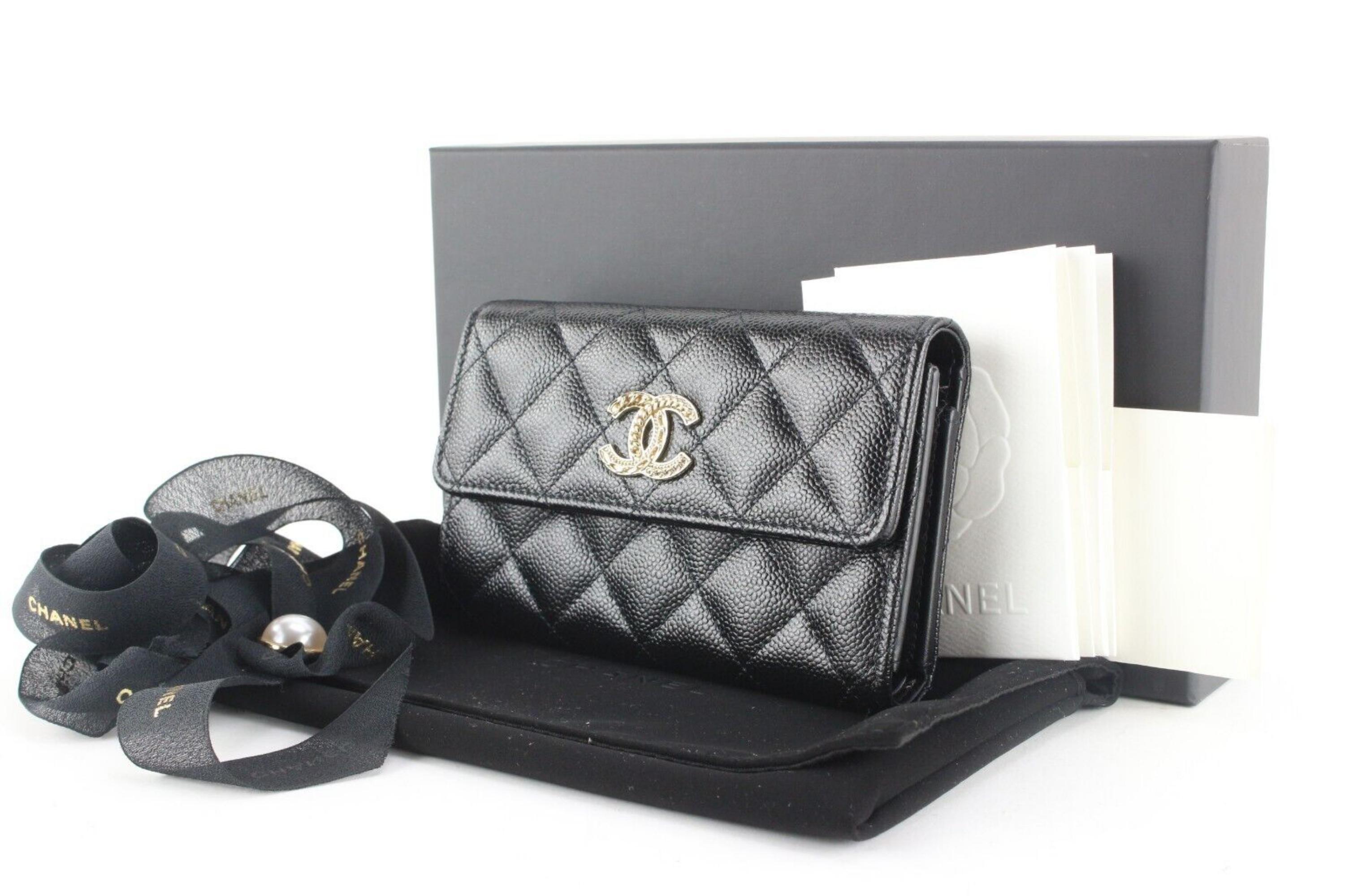 Chanel Black Quilted Caviar Leather Flap Wallet GHW 6CK0215 7