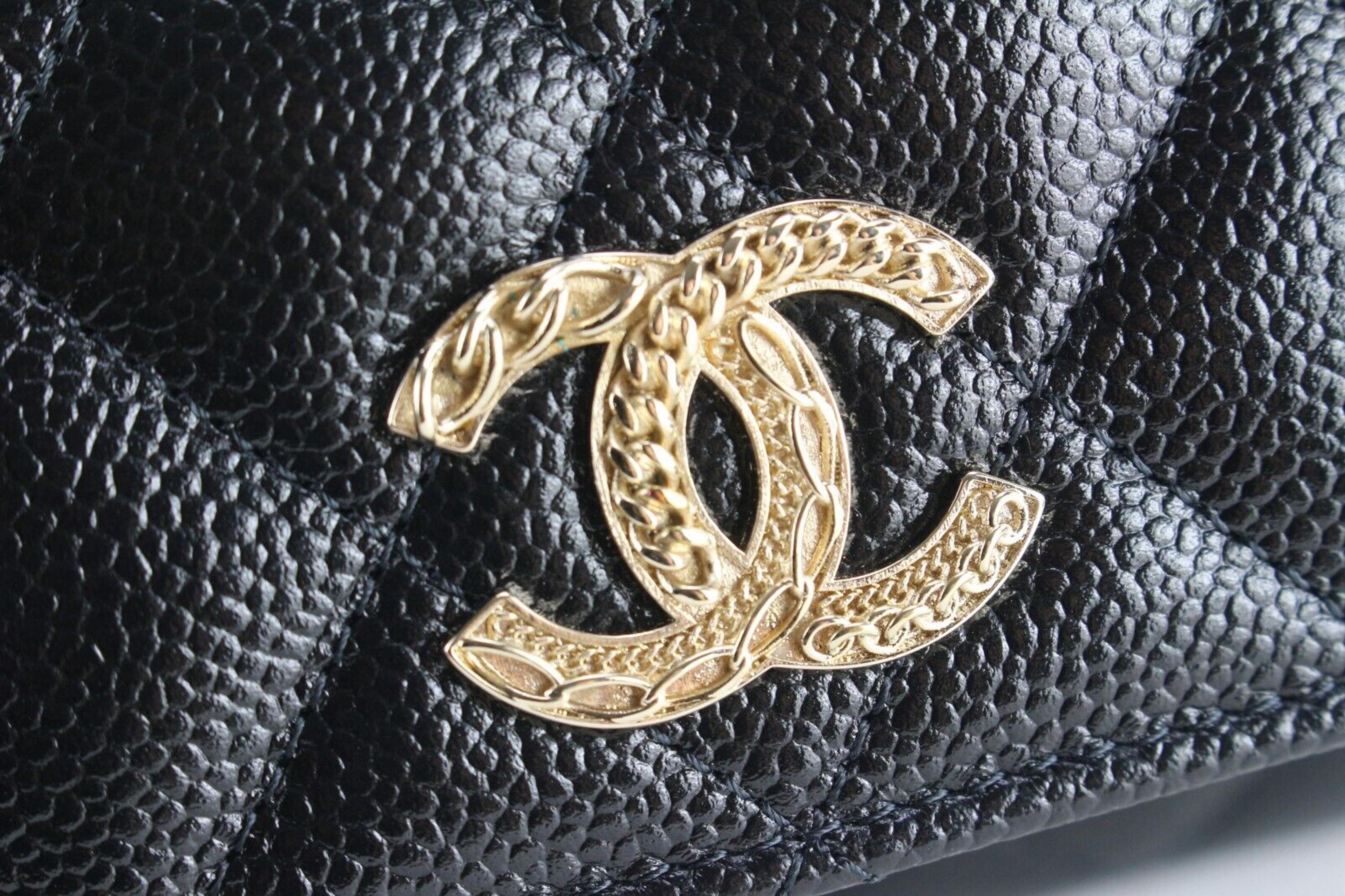 Women's Chanel Black Quilted Caviar Leather Flap Wallet GHW 6CK0215
