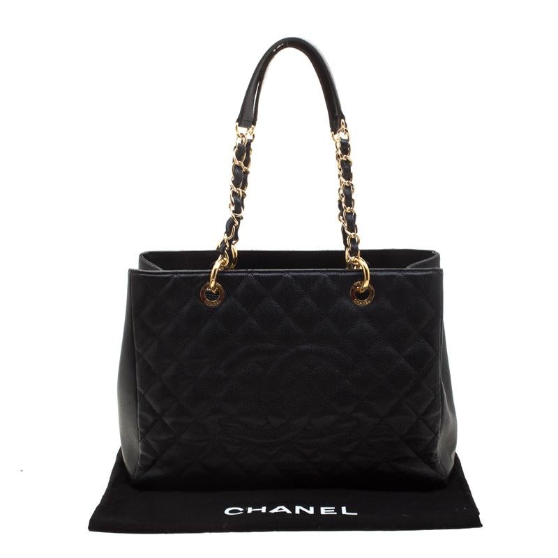 Chanel Black Quilted Caviar Leather Grand Shopper Tote 6