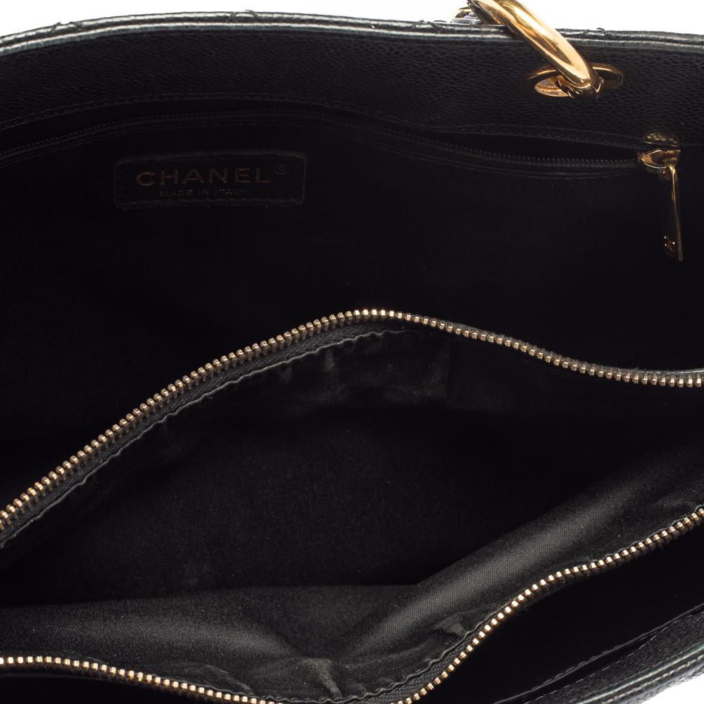 Chanel Black Quilted Caviar Leather Grand Shopper Tote 7