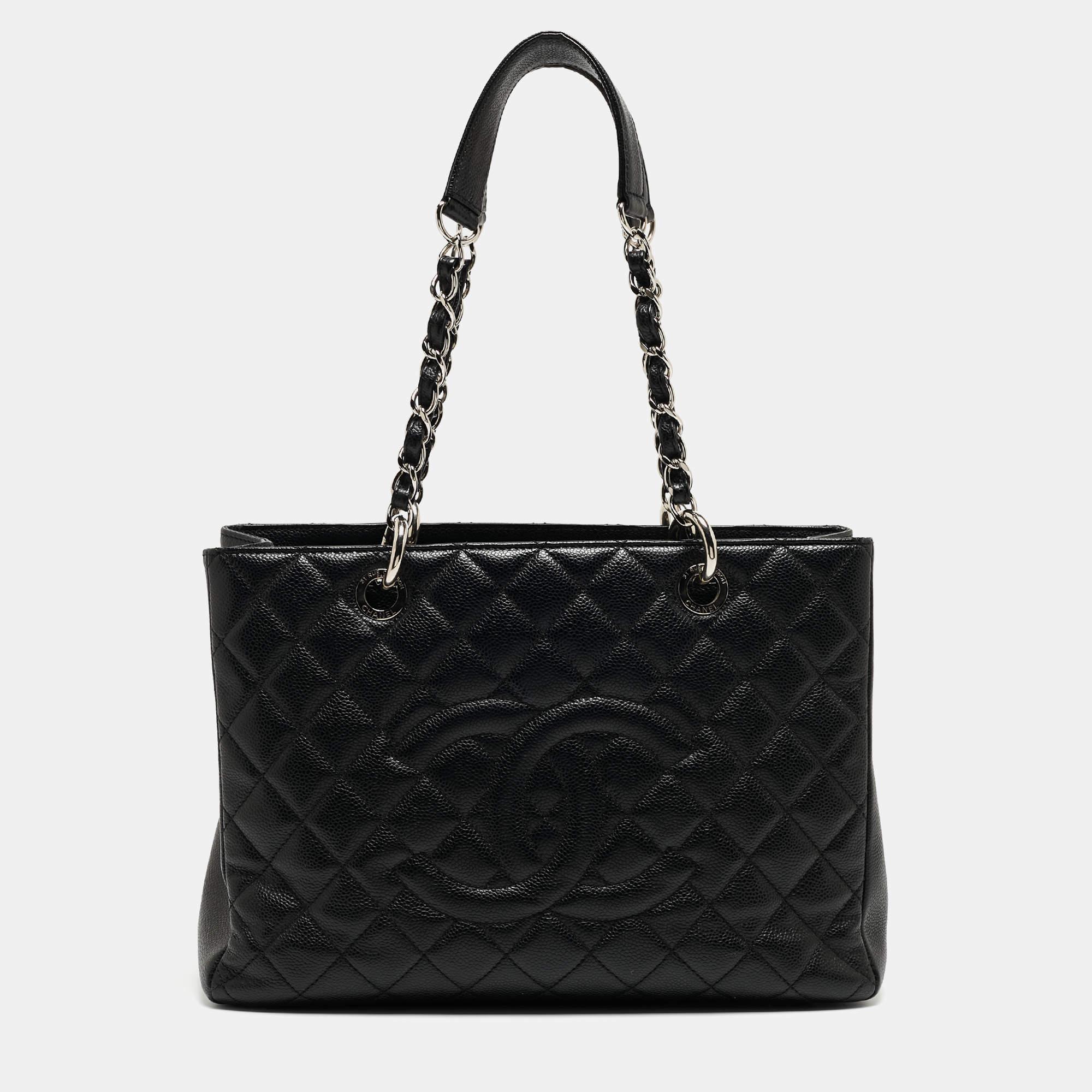 Chanel Black Quilted Caviar Leather Grand Shopper Tote 12