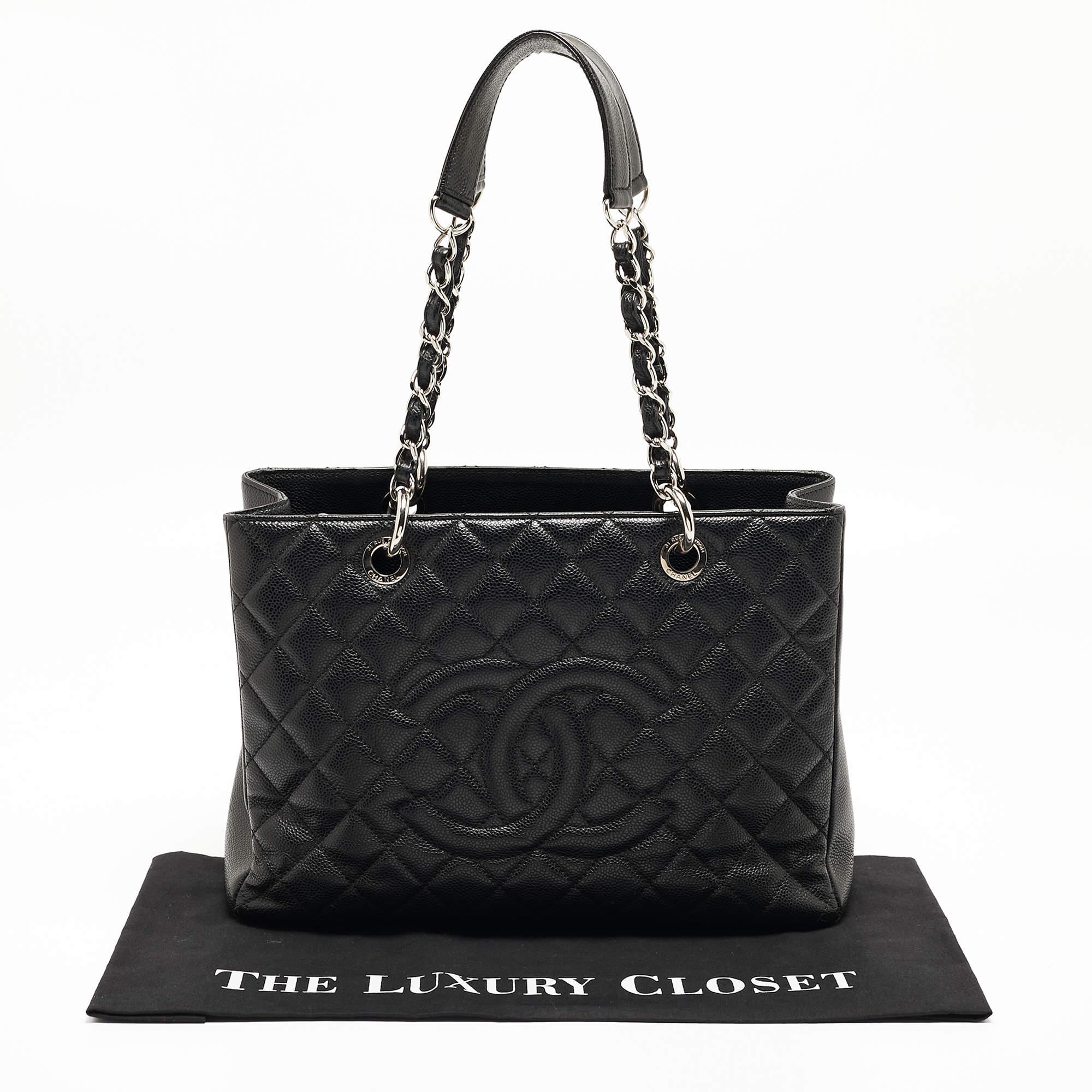 Chanel Black Quilted Caviar Leather Grand Shopper Tote 13