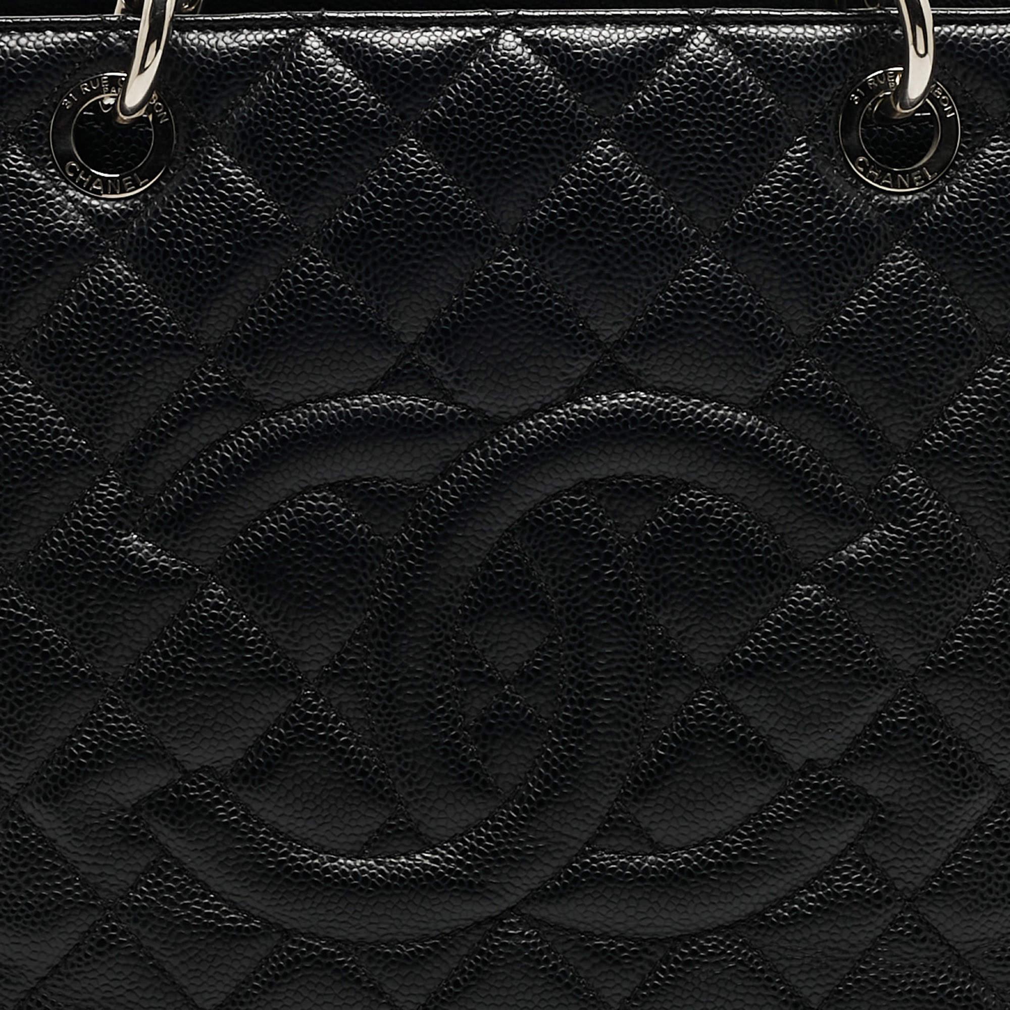 Chanel Black Quilted Caviar Leather Grand Shopper Tote 3