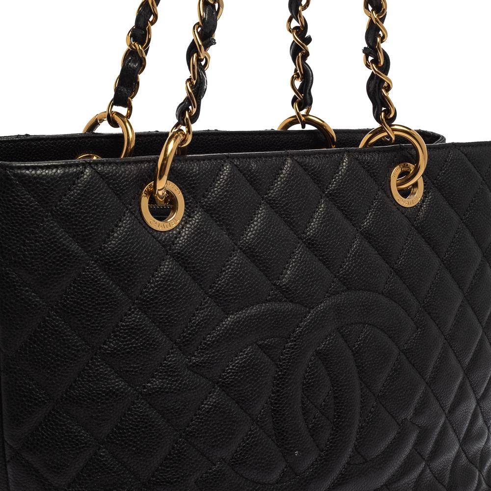 Chanel Black Quilted Caviar Leather Grand Shopper Tote 4