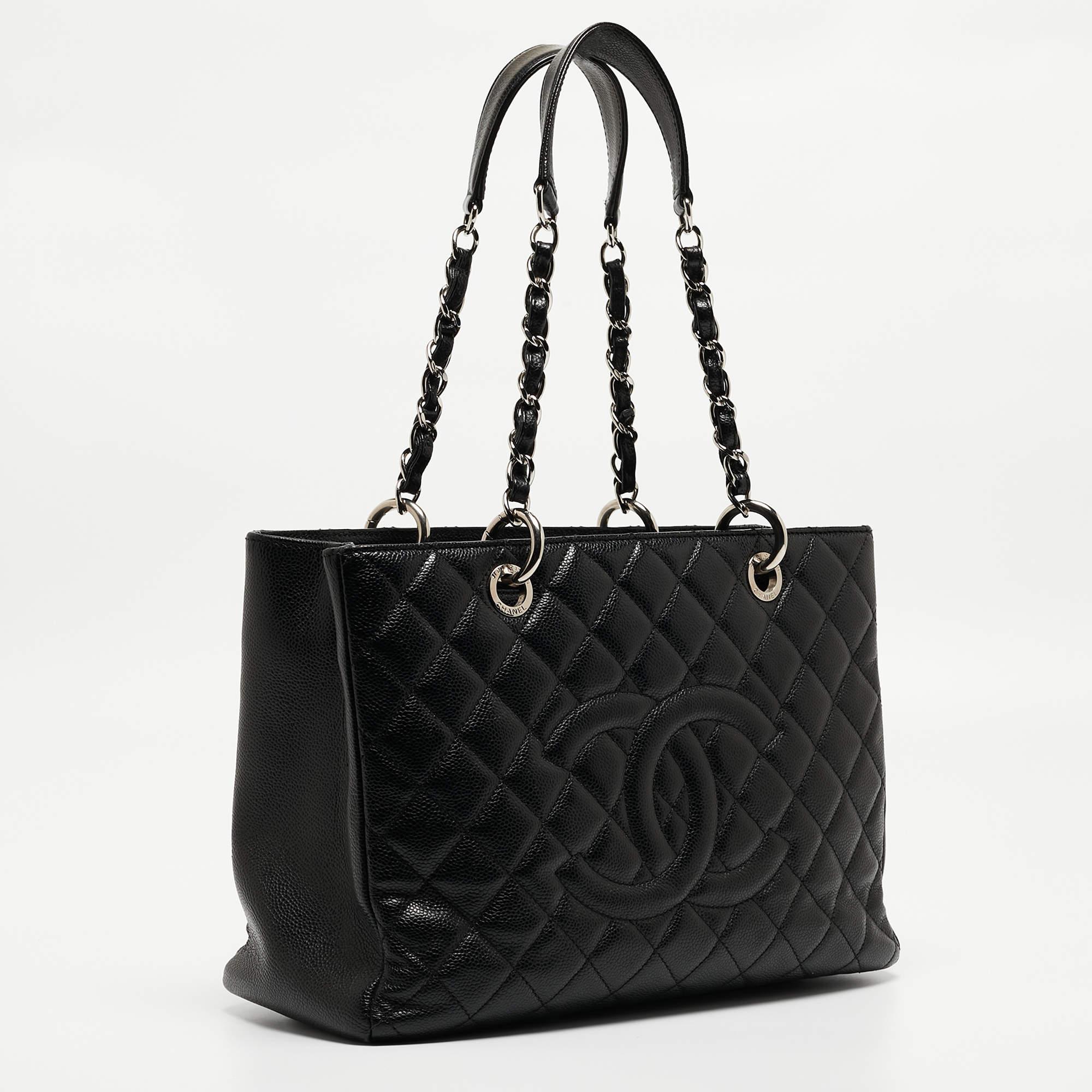 Chanel Black Quilted Caviar Leather Grand Shopper Tote 4