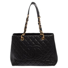Chanel Black Quilted Caviar Leather Grand Shopper Tote