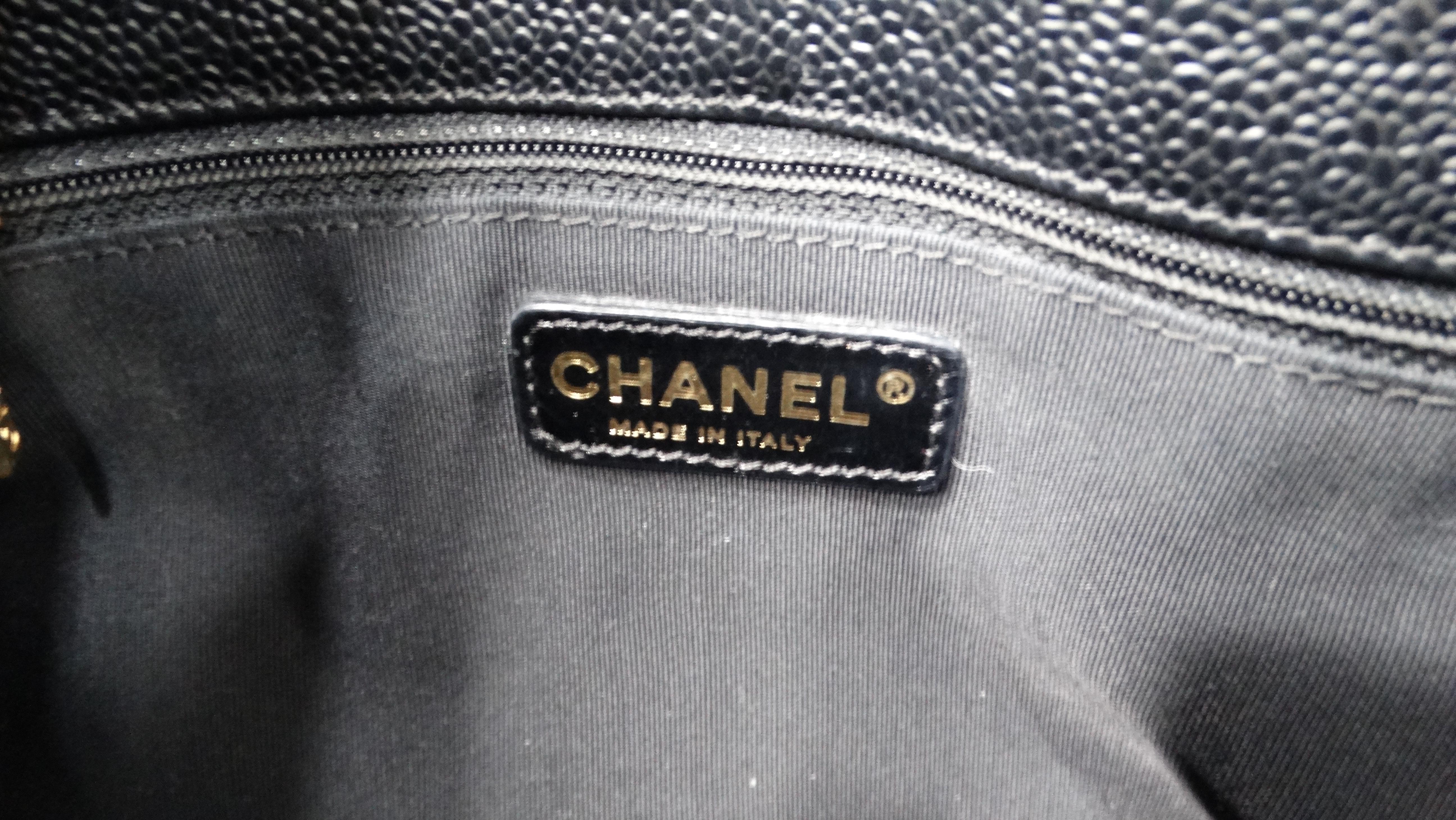 Chanel Black Quilted Caviar Leather Grand Shopping Tote Bag circa 2006-08 For Sale 6