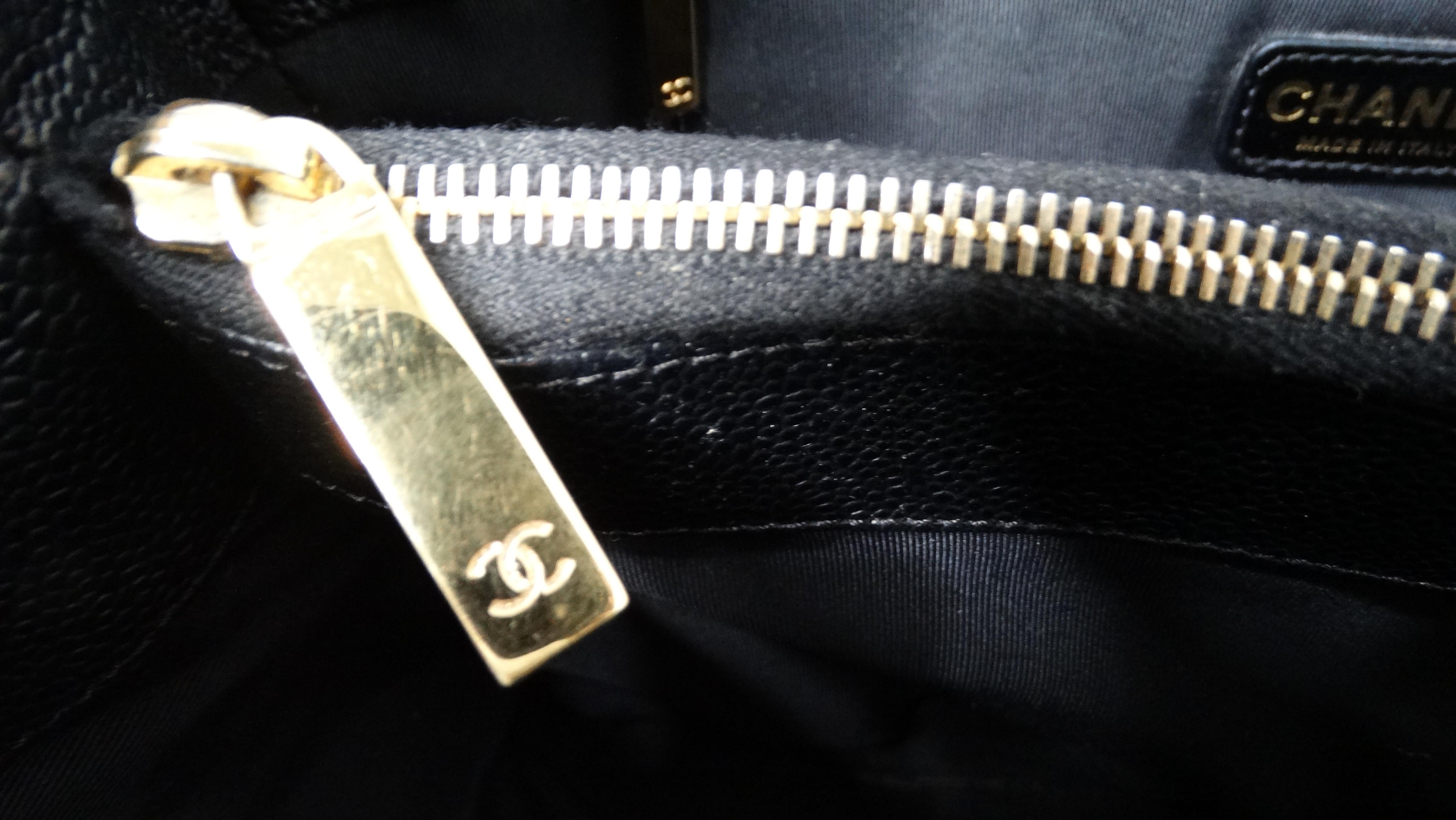 Chanel Black Quilted Caviar Leather Grand Shopping Tote Bag circa 2006-08 For Sale 7