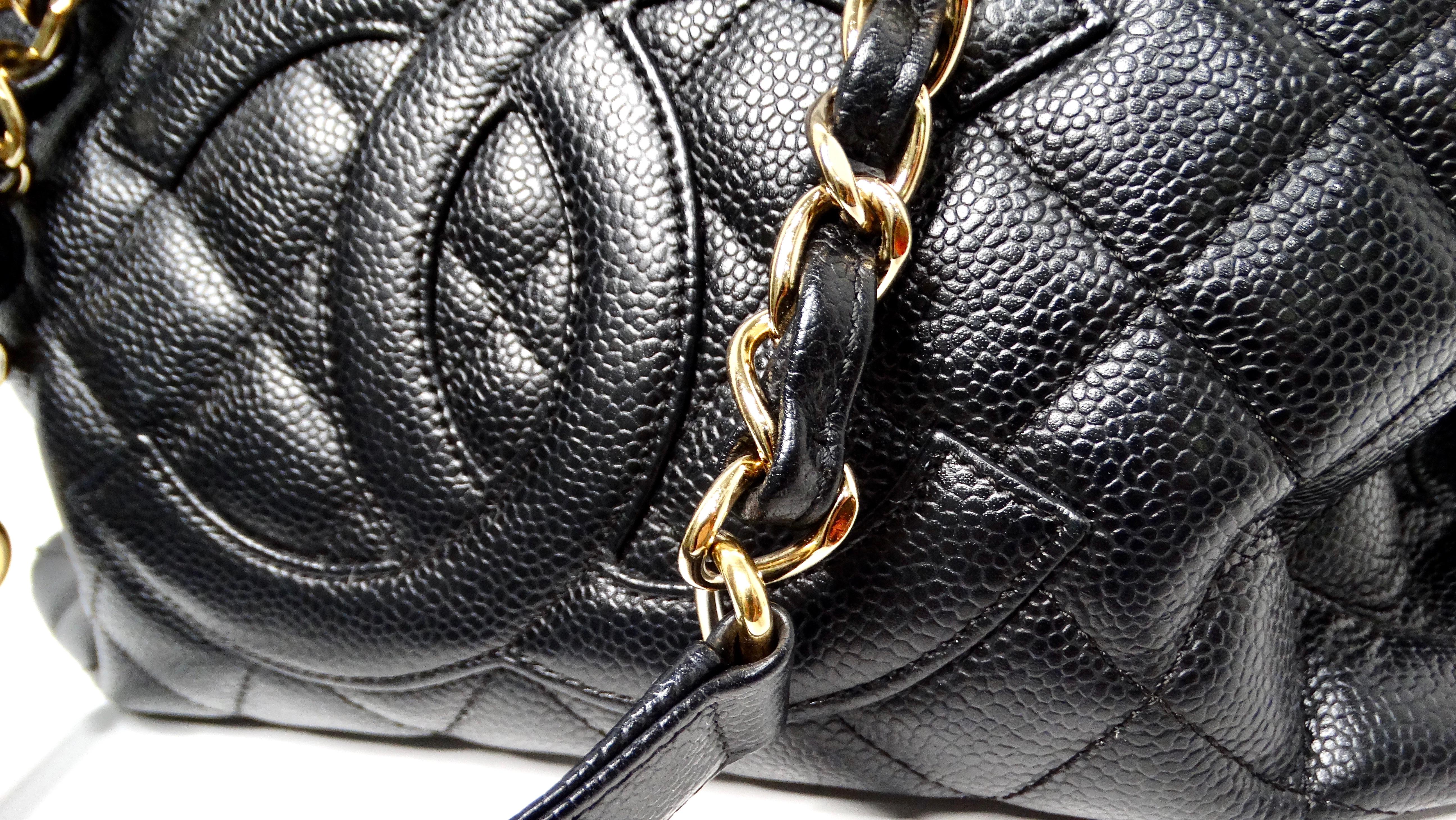 Chanel Black Quilted Caviar Leather Grand Shopping Tote Bag circa 2006-08 In Good Condition For Sale In Scottsdale, AZ