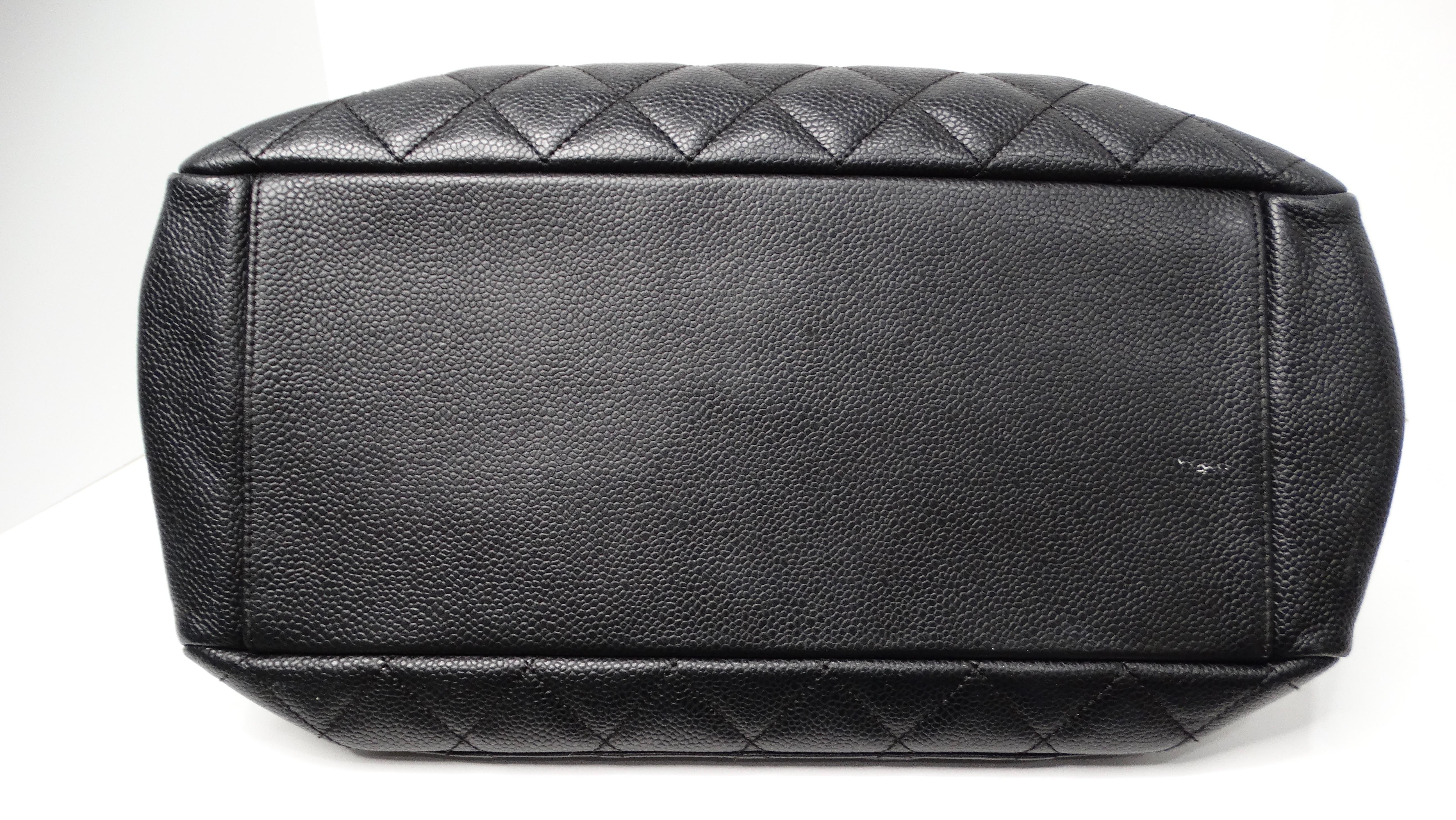 Chanel Black Quilted Caviar Leather Grand Shopping Tote Bag circa 2006-08 For Sale 3