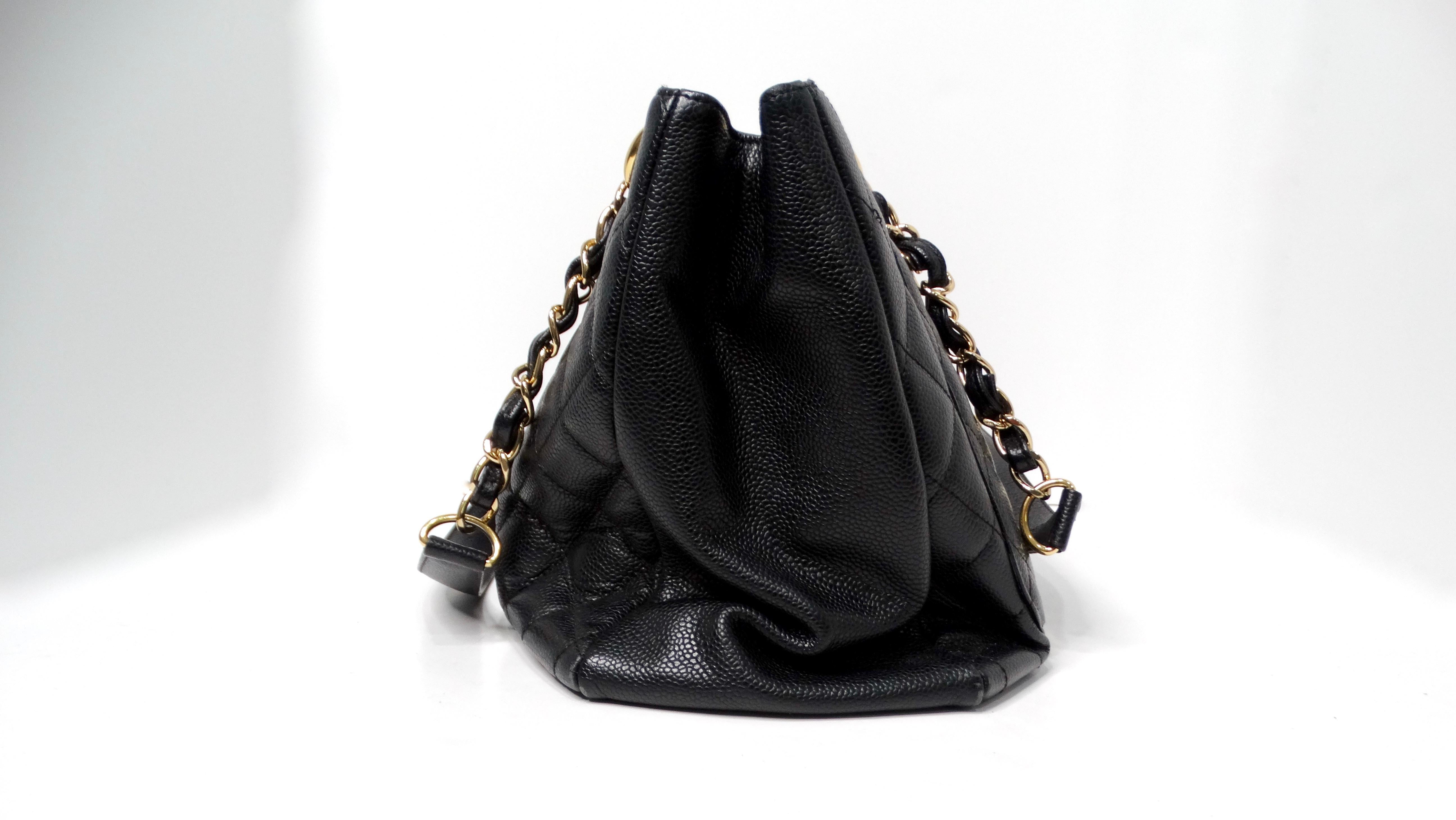 Chanel Black Quilted Caviar Leather Grand Shopping Tote Bag circa 2006-08 For Sale 4