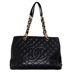 Chanel Black Quilted Caviar Leather Grand Shopping Tote Bag circa 2006-08