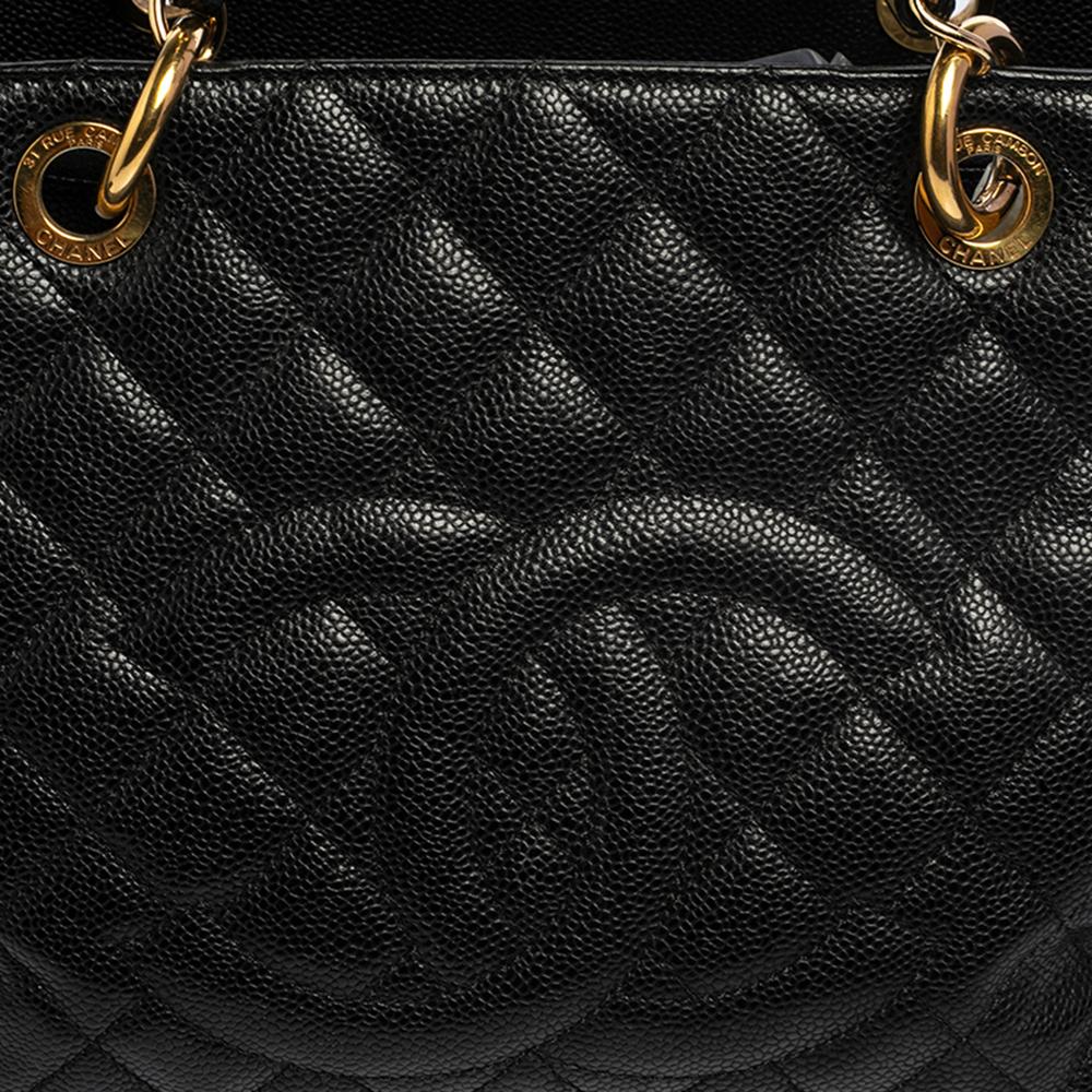 Chanel Black Quilted Caviar Leather Grand Shopping Tote 6