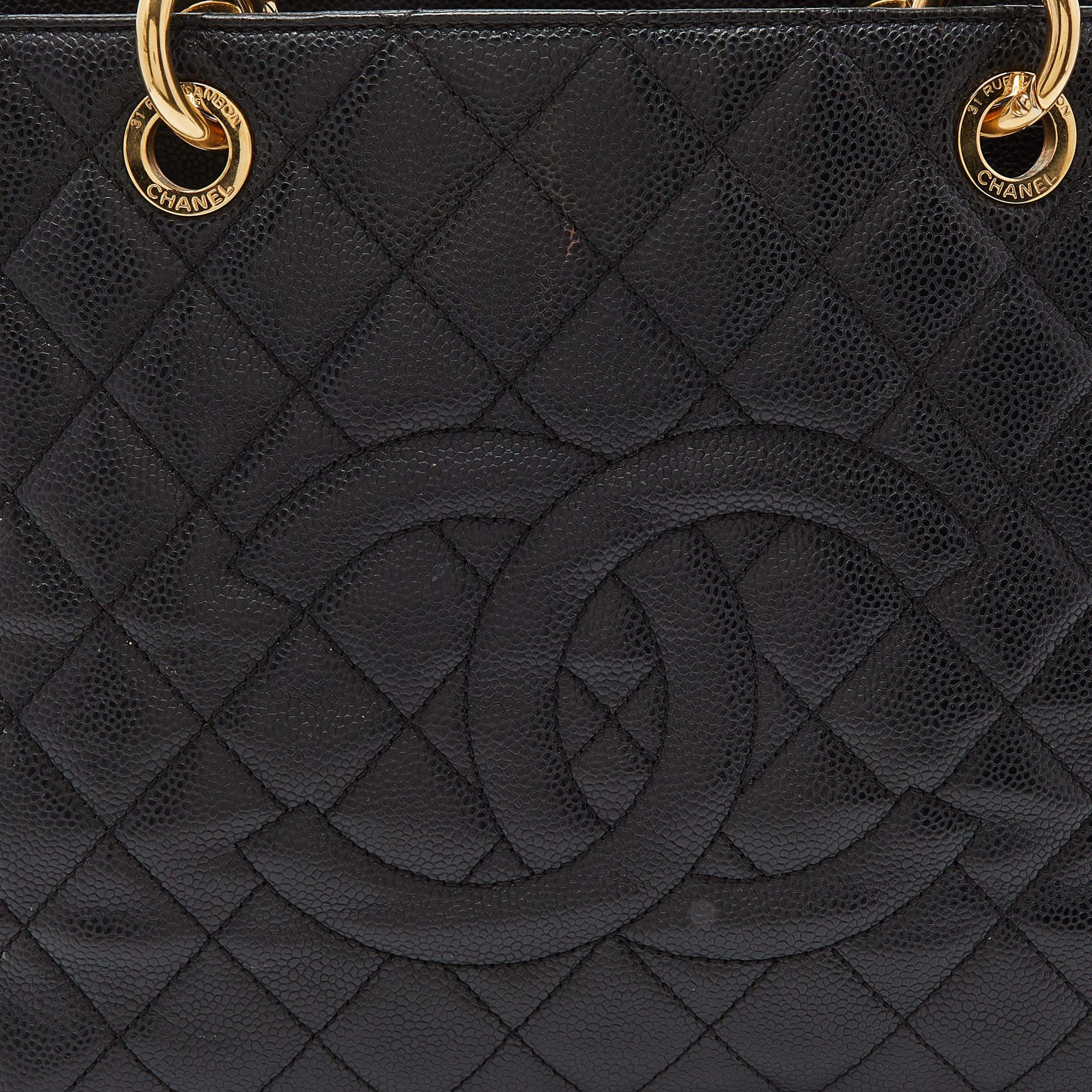 Chanel Black Quilted Caviar Leather Grand Shopping Tote 7