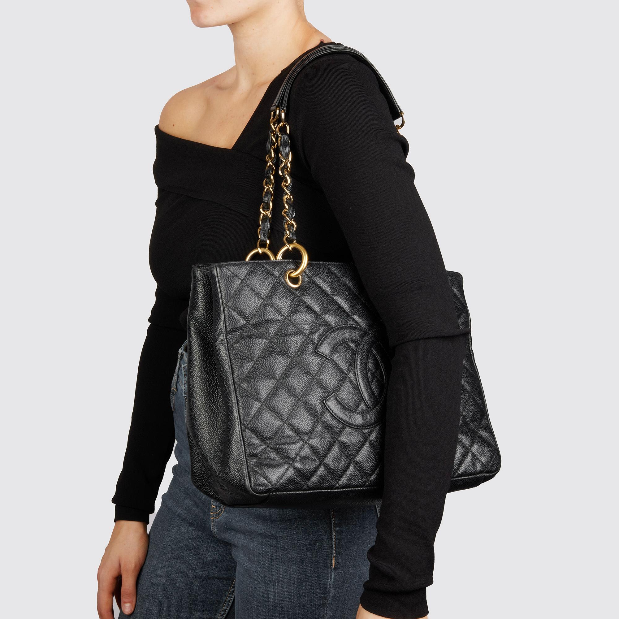 CHANEL Black Quilted Caviar Leather Grand Shopping Tote 7