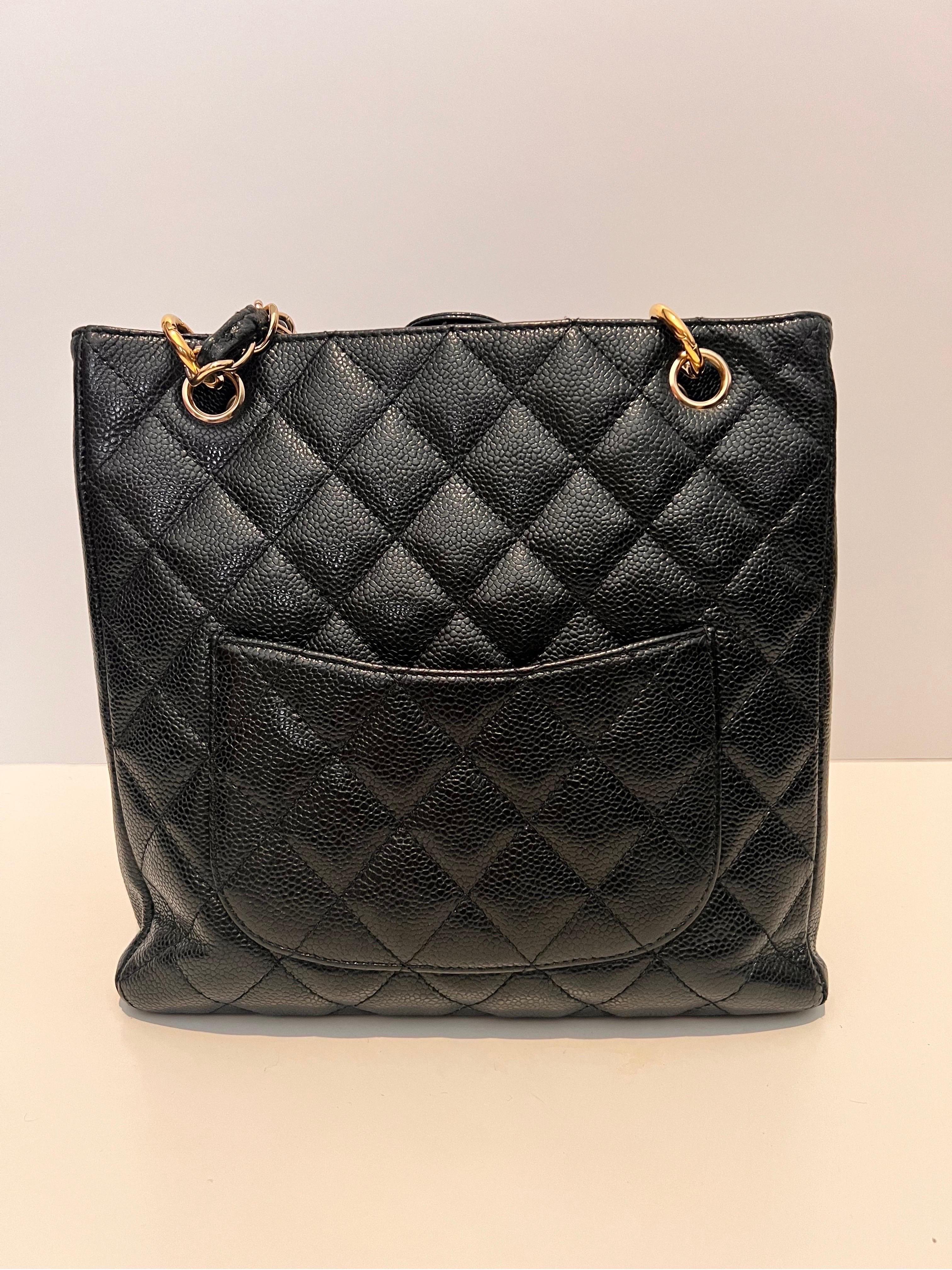Chanel Black Quilted Caviar Leather Grand Shopping Tote 1