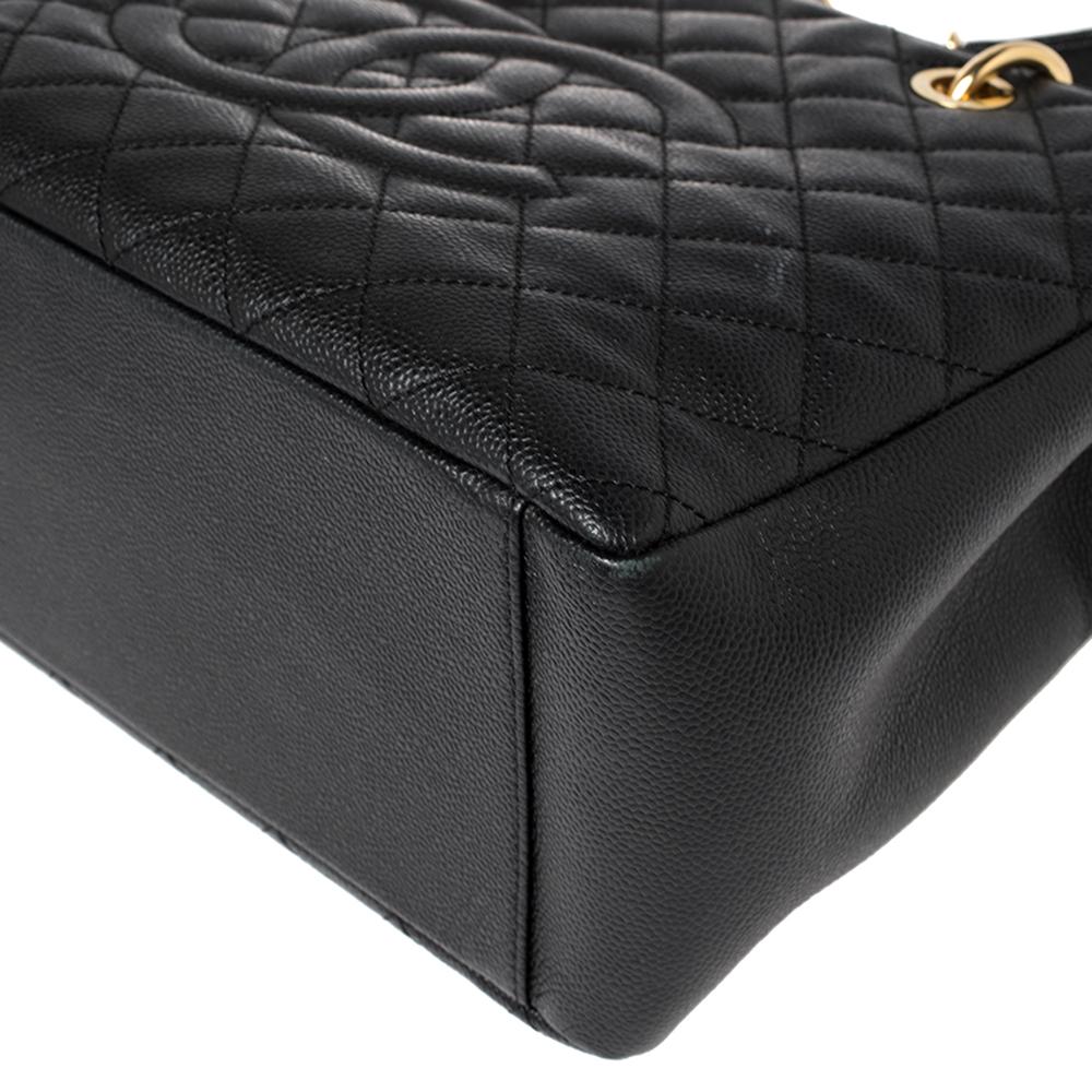 Chanel Black Quilted Caviar Leather Grand Shopping Tote 2