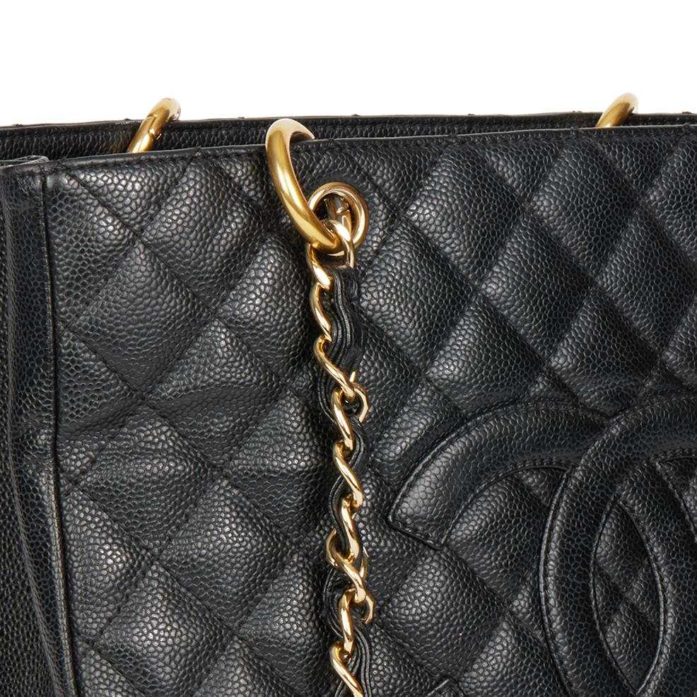CHANEL Black Quilted Caviar Leather Grand Shopping Tote 2
