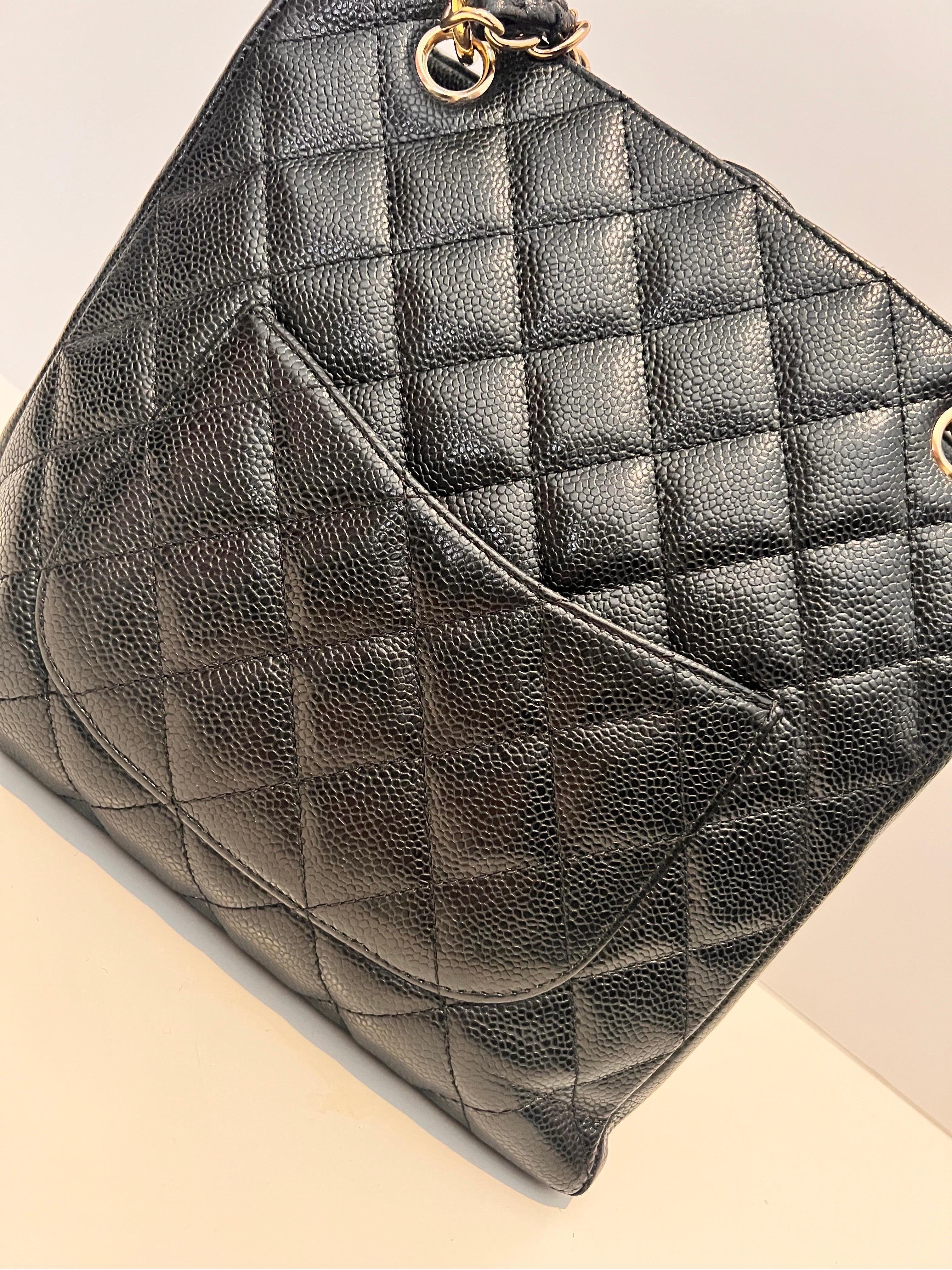Chanel Black Quilted Caviar Leather Grand Shopping Tote 2