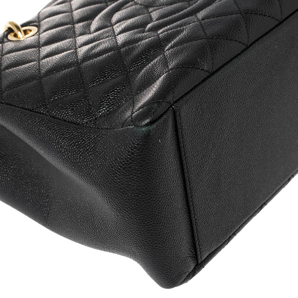 Chanel Black Quilted Caviar Leather Grand Shopping Tote 3