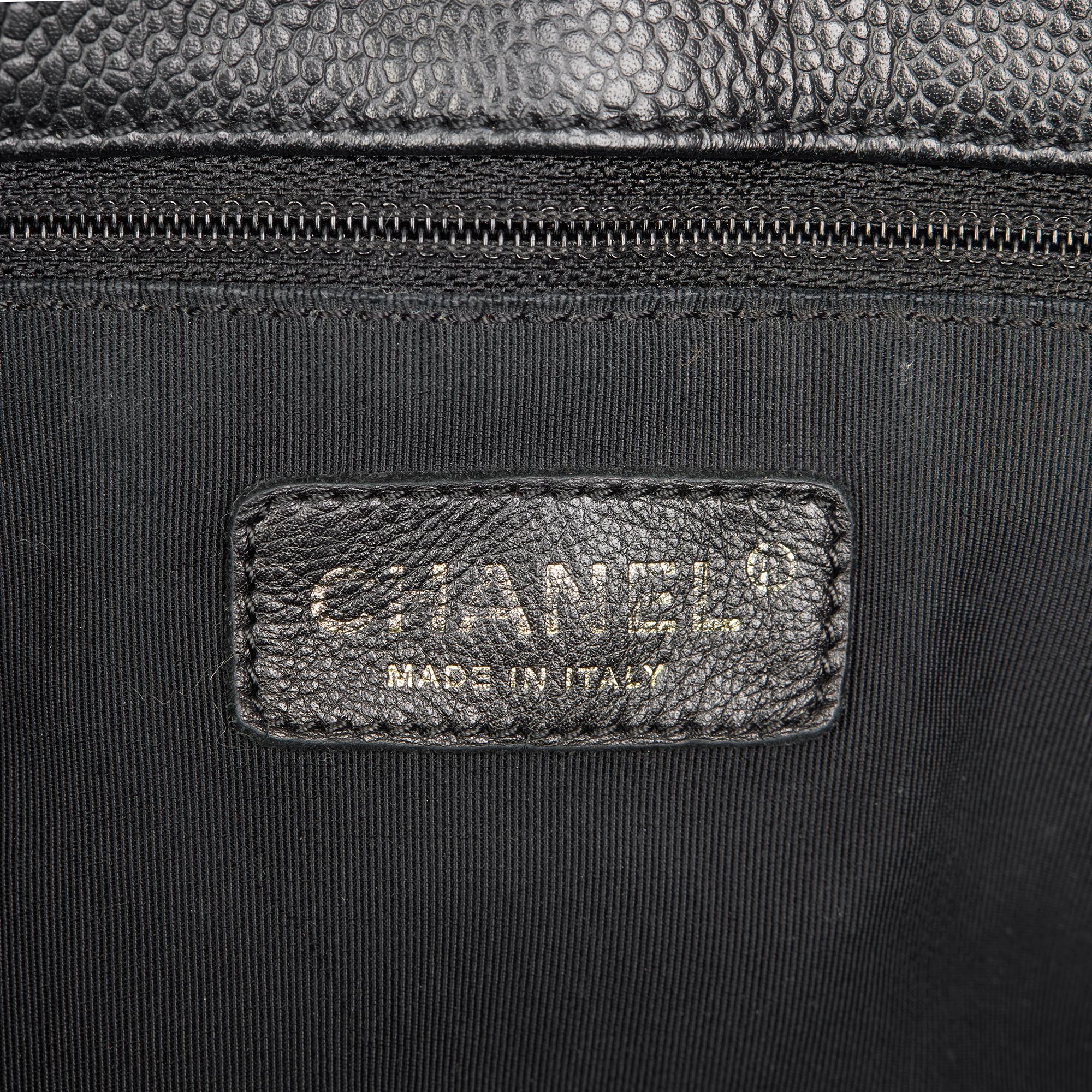 CHANEL Black Quilted Caviar Leather Grand Shopping Tote 4