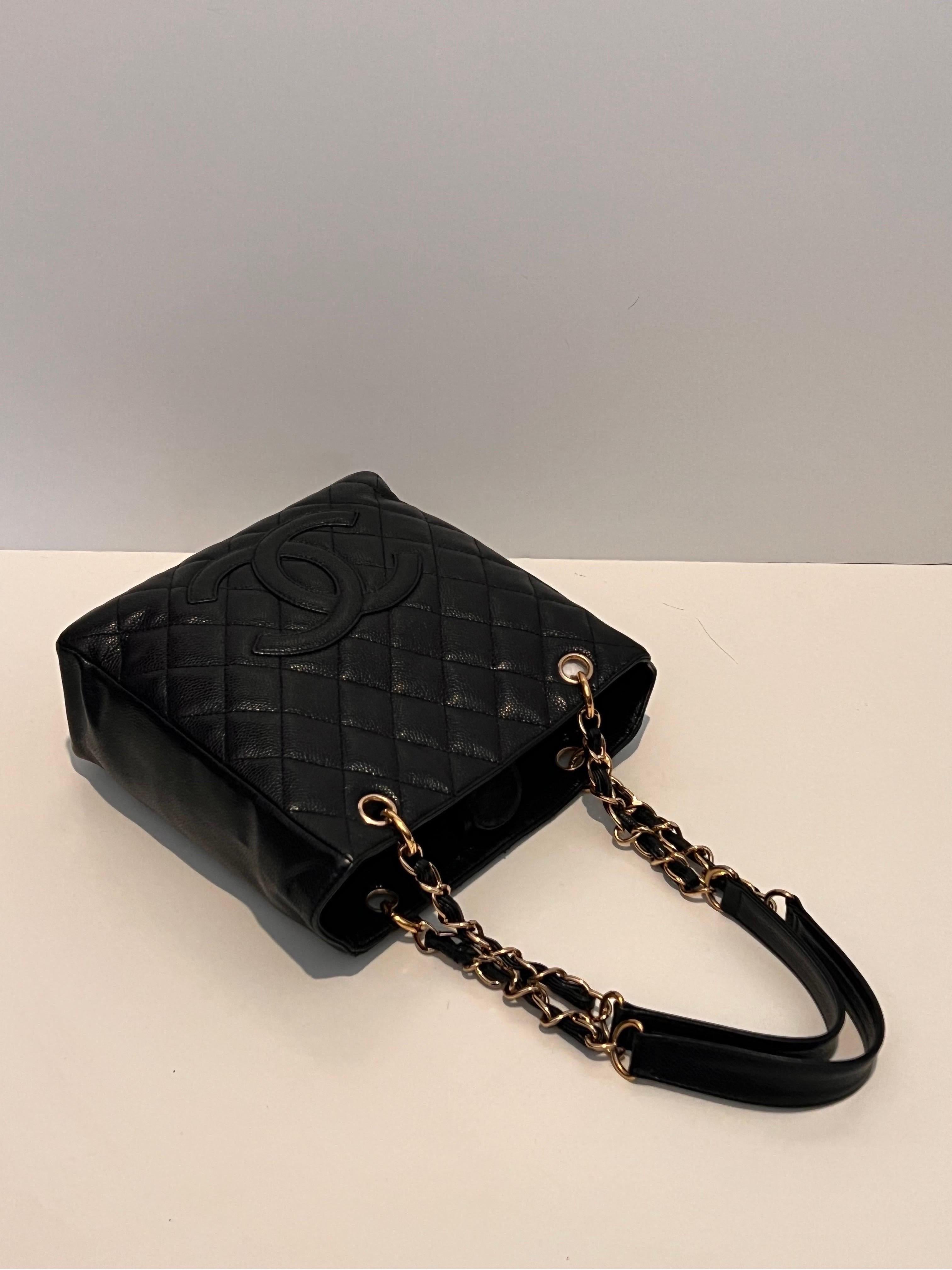 Chanel Black Quilted Caviar Leather Grand Shopping Tote 5