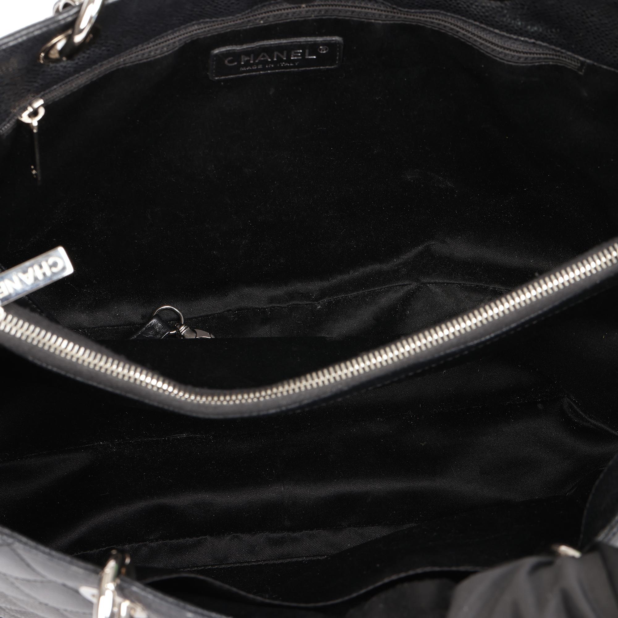 Chanel BLACK QUILTED CAVIAR LEATHER GRAND SHOPPING TOTE GST 5