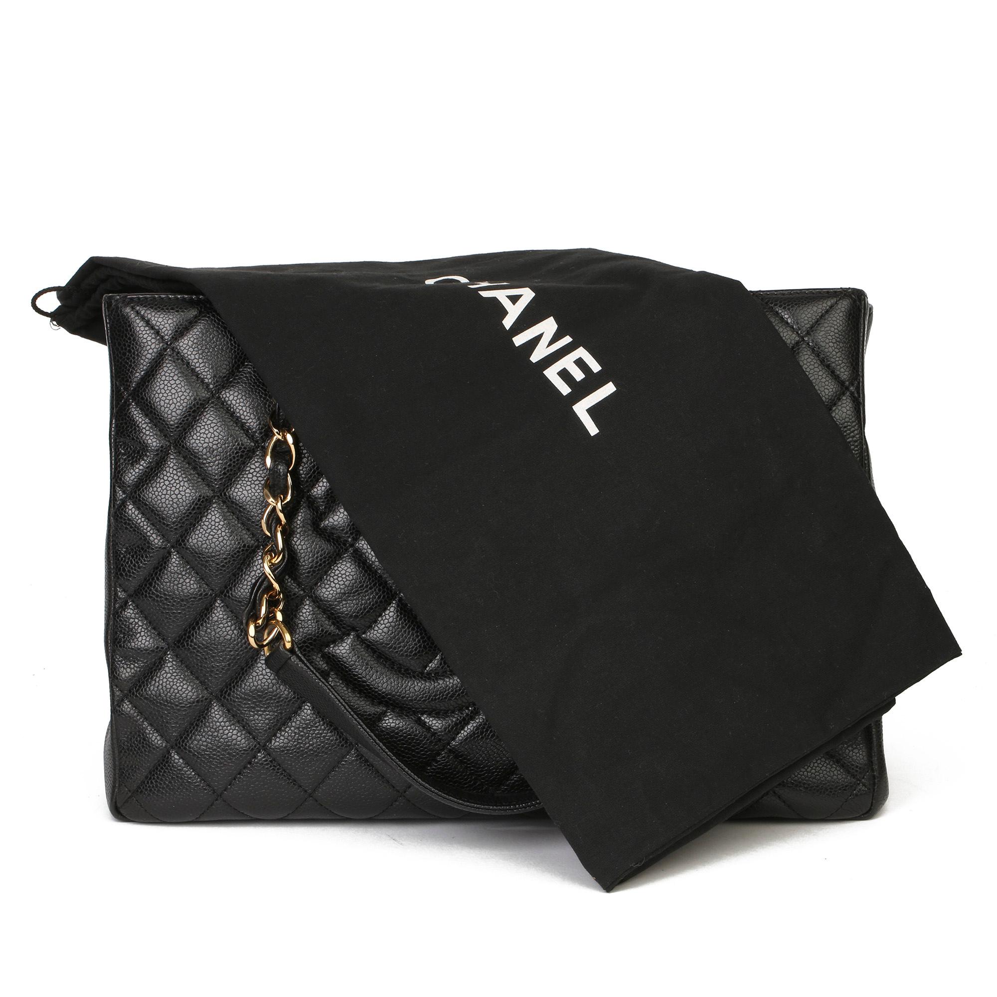 Chanel Black Quilted Caviar Leather Grand Shopping Tote GST 8