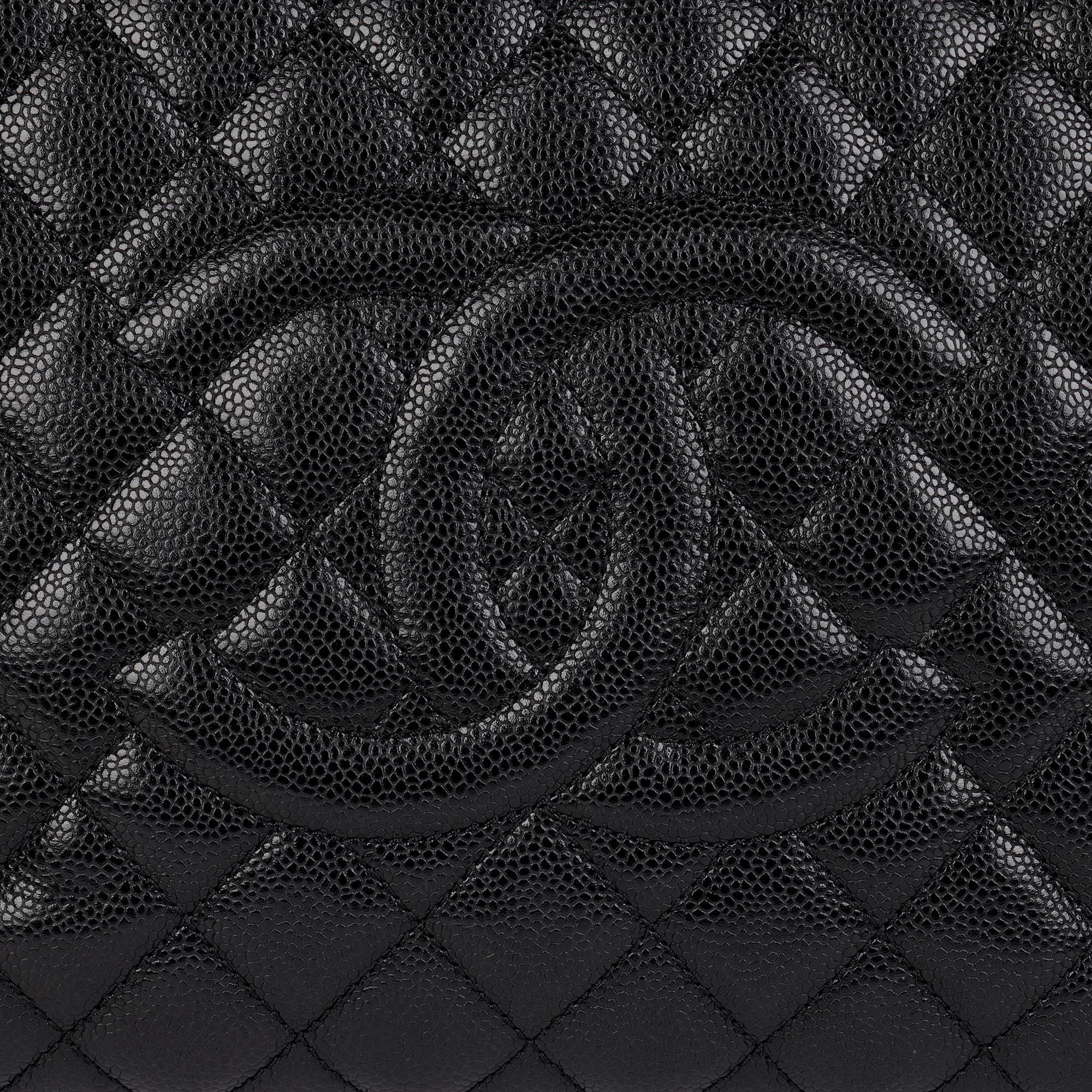 Chanel Black Quilted Caviar Leather Grand Shopping Tote GST 6
