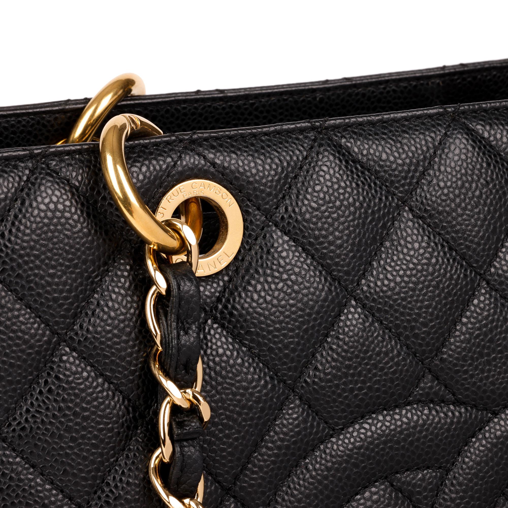 Chanel Black Quilted Caviar Leather Grand Shopping Tote GST In Excellent Condition In Bishop's Stortford, Hertfordshire