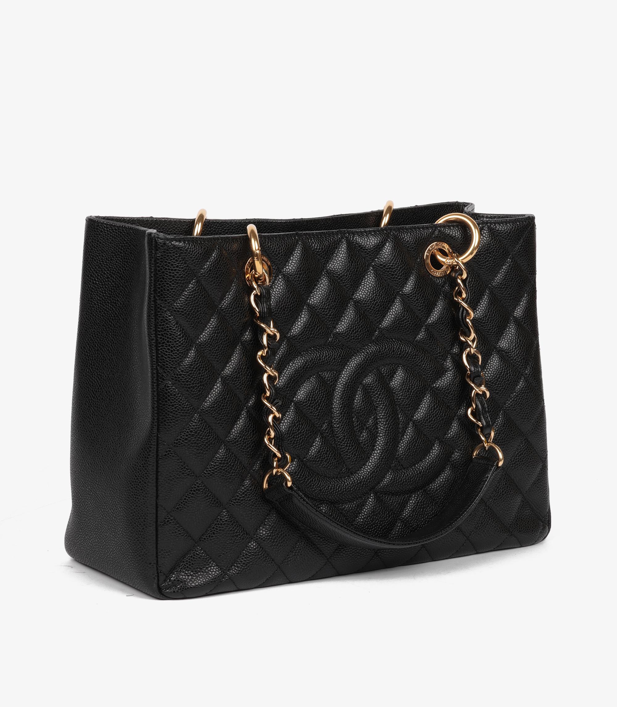 Chanel Black Quilted Caviar Leather Grand Shopping Tote GST In Excellent Condition For Sale In Bishop's Stortford, Hertfordshire