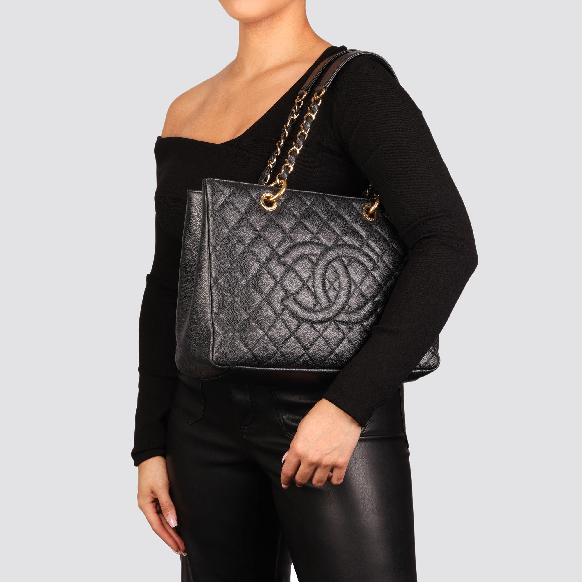 Chanel Black Quilted Caviar Leather Grand Shopping Tote GST In Excellent Condition In Bishop's Stortford, Hertfordshire