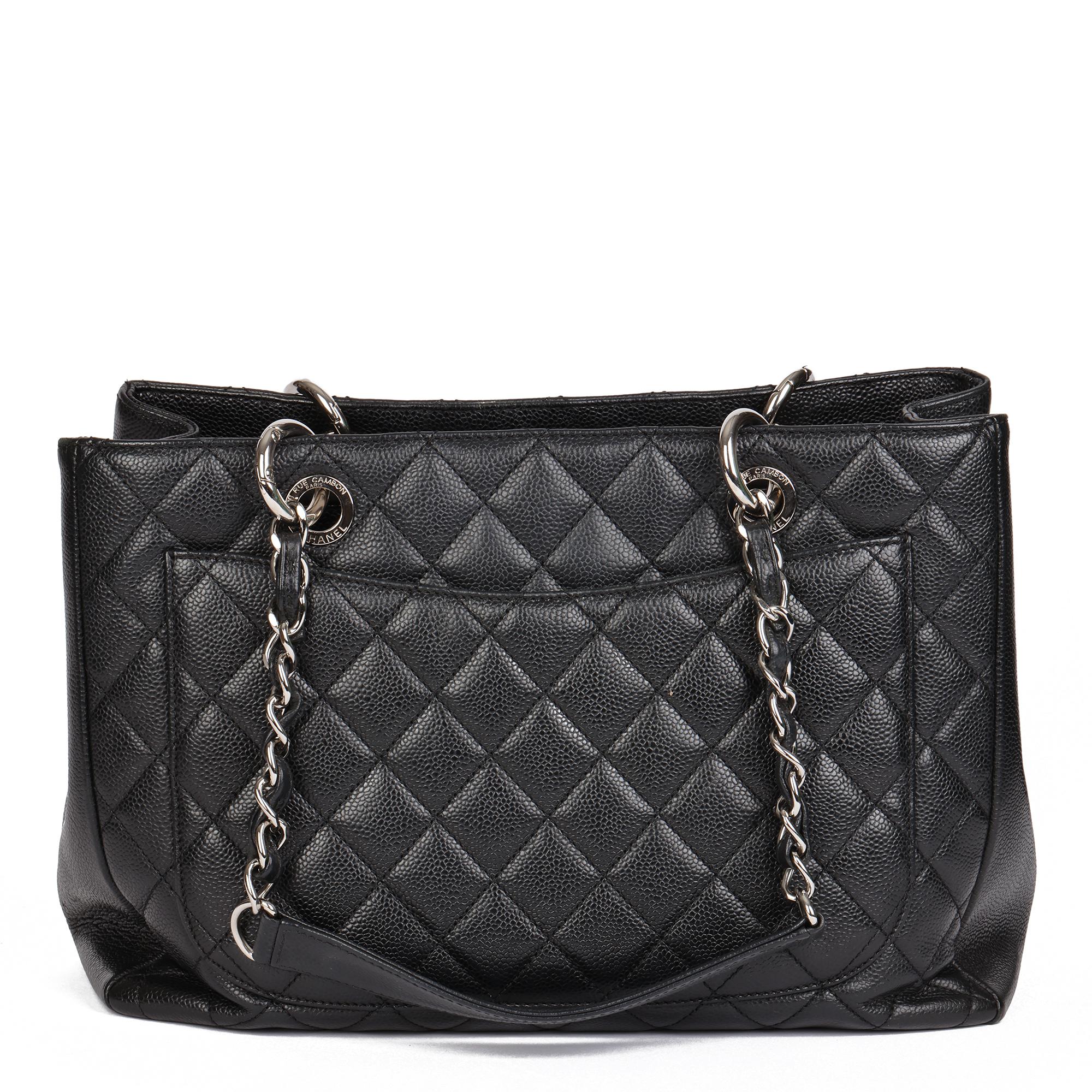 Chanel BLACK QUILTED CAVIAR LEATHER GRAND SHOPPING TOTE GST In Excellent Condition In Bishop's Stortford, Hertfordshire