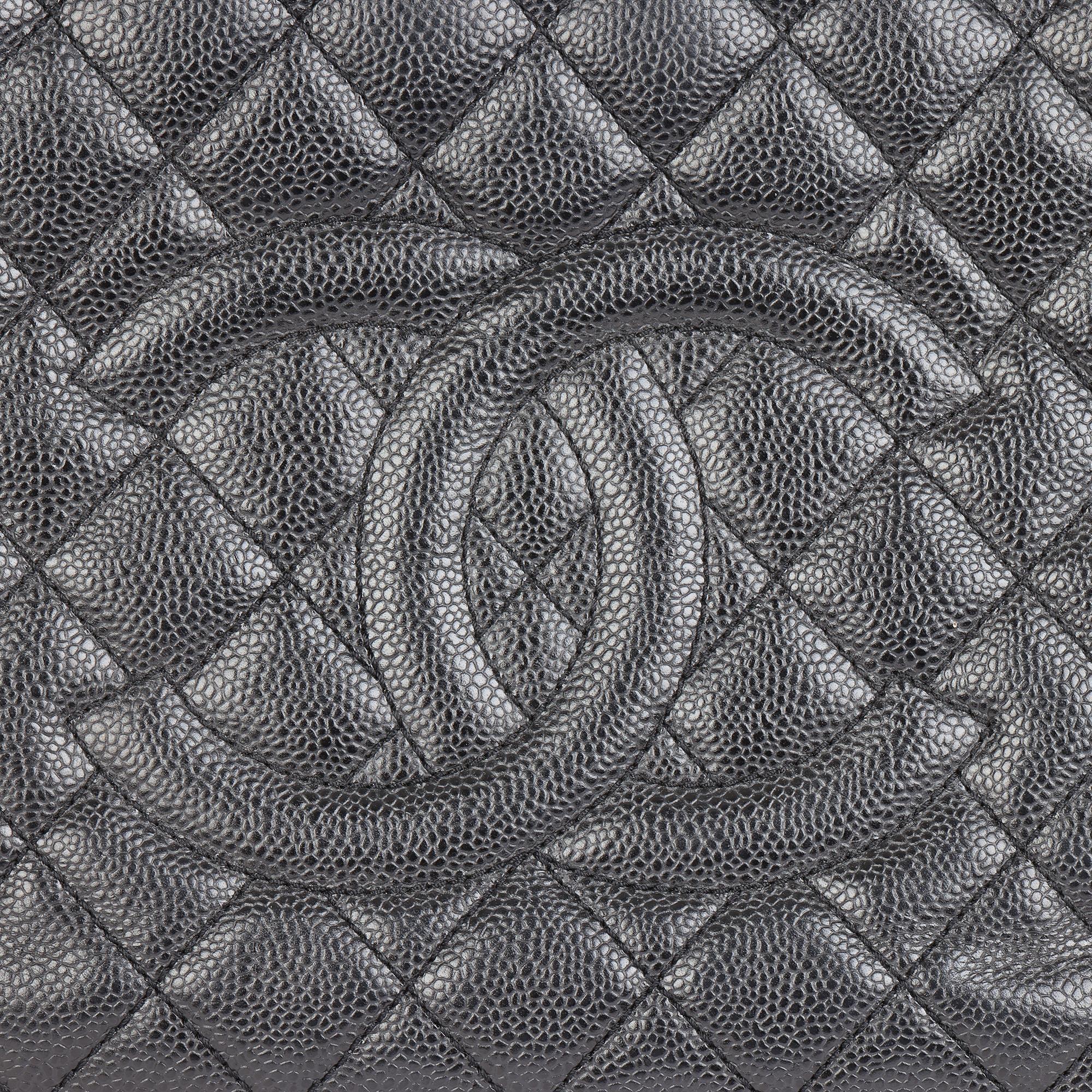 Chanel BLACK QUILTED CAVIAR LEATHER GRAND SHOPPING TOTE GST 1