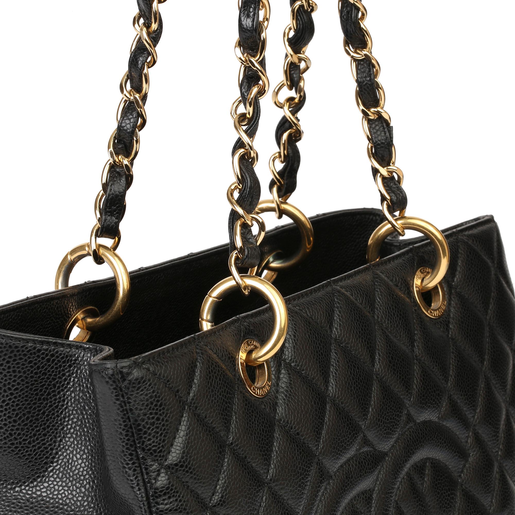 Chanel Black Quilted Caviar Leather Grand Shopping Tote GST 4