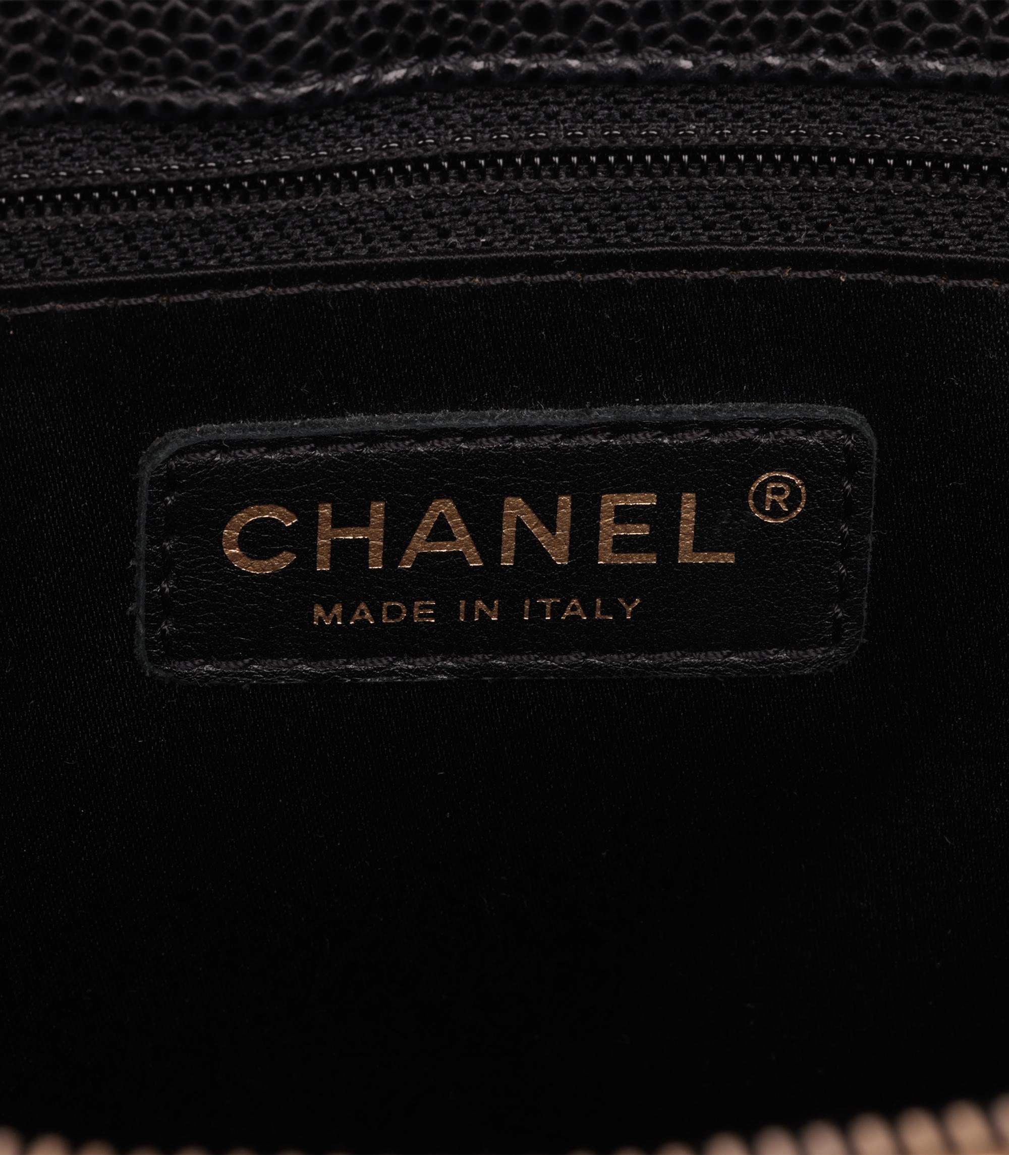 Chanel Black Quilted Caviar Leather Grand Shopping Tote GST For Sale 4